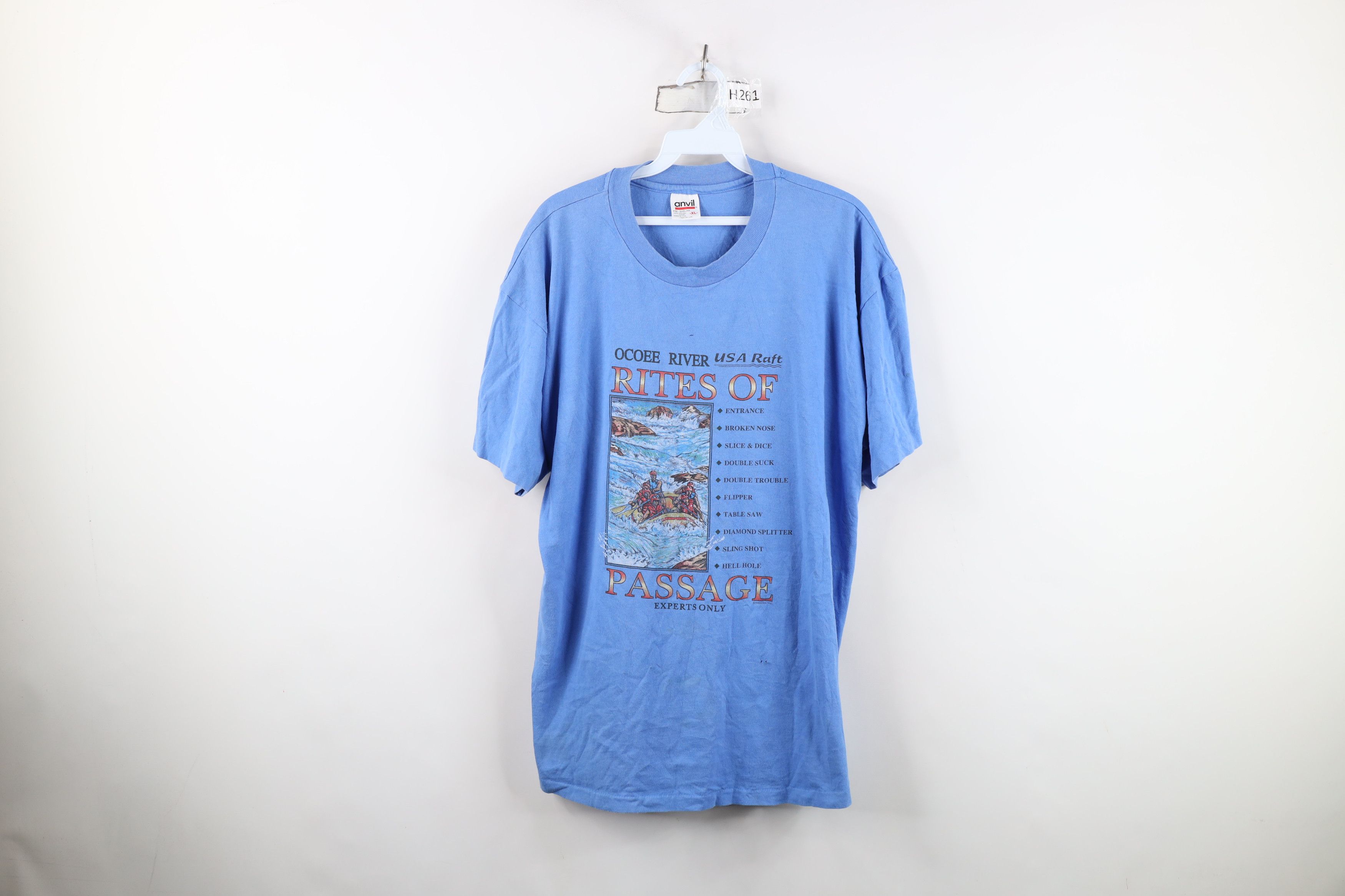 Vintage Vintage 90s Streetwear Ocoee River Rafting T-Shirt Blue USA Size US XL / EU 56 / 4 - 1 Thumbnail