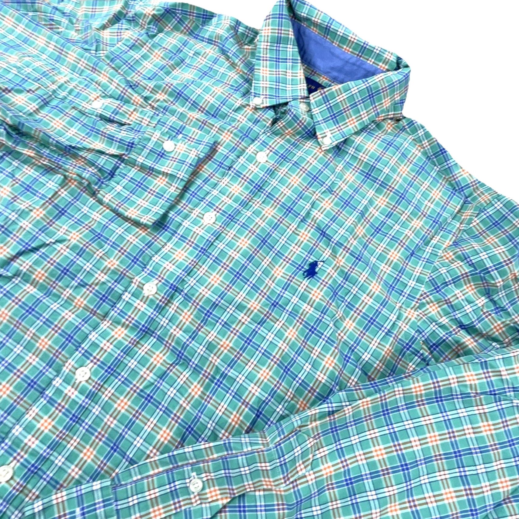 Ralph Lauren Ralph Lauren Shirt Men Medium Green Button-Up Plaid Cotton Teal Button-Down Casual Modern Classic Size US M / EU 48-50 / 2 - 5 Thumbnail