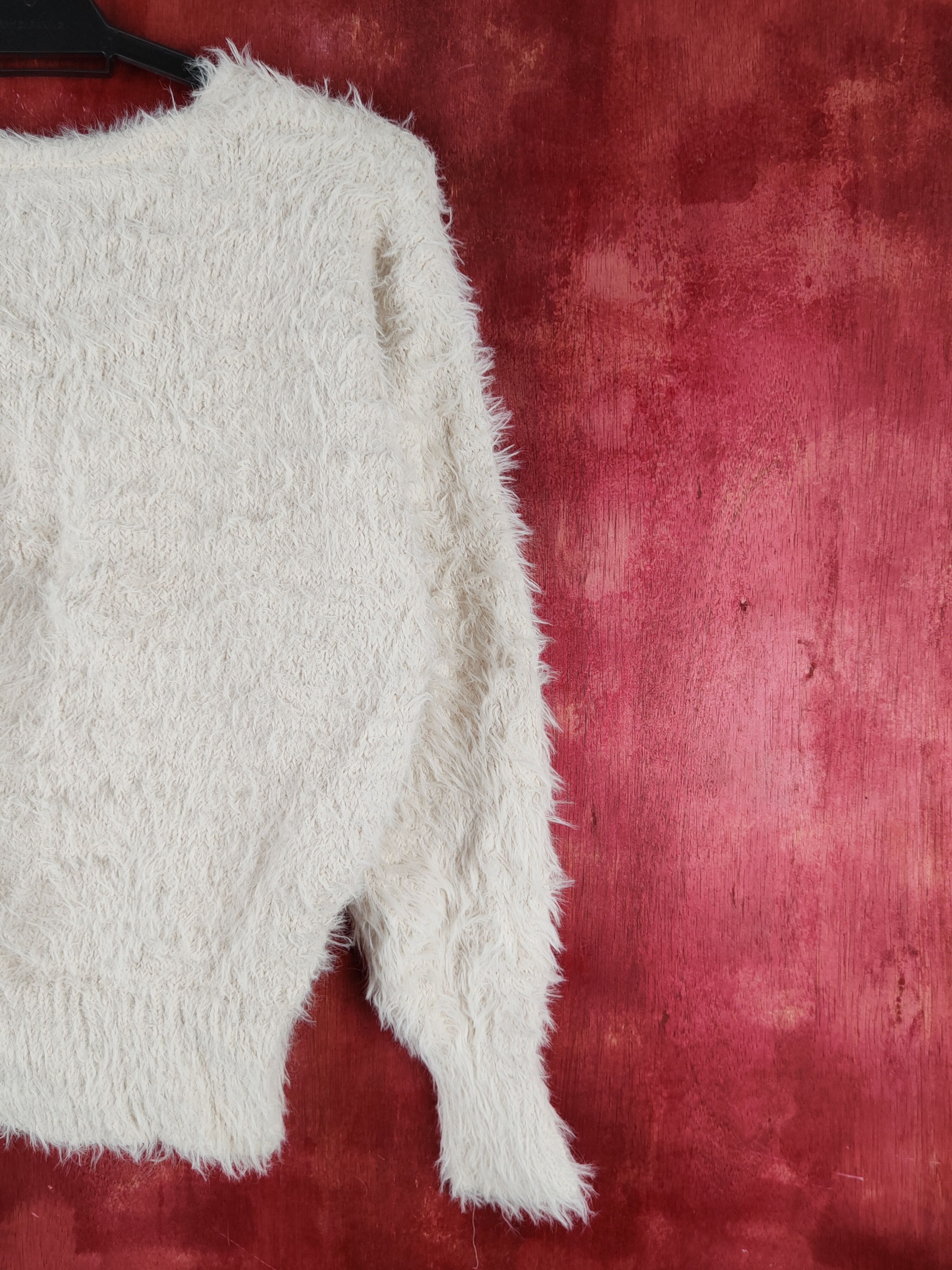 GU GU Cream Shag Shaggy Fur Mohair Knitwear #S2181 Size S / US 4 / IT 40 - 10 Thumbnail