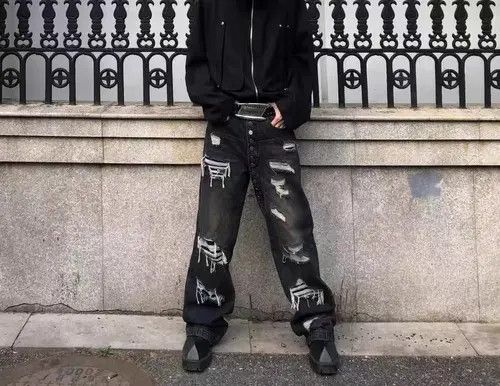 VIBE Distressed washed ripped button fly heavyweight jeans Size US 29 - 6 Thumbnail