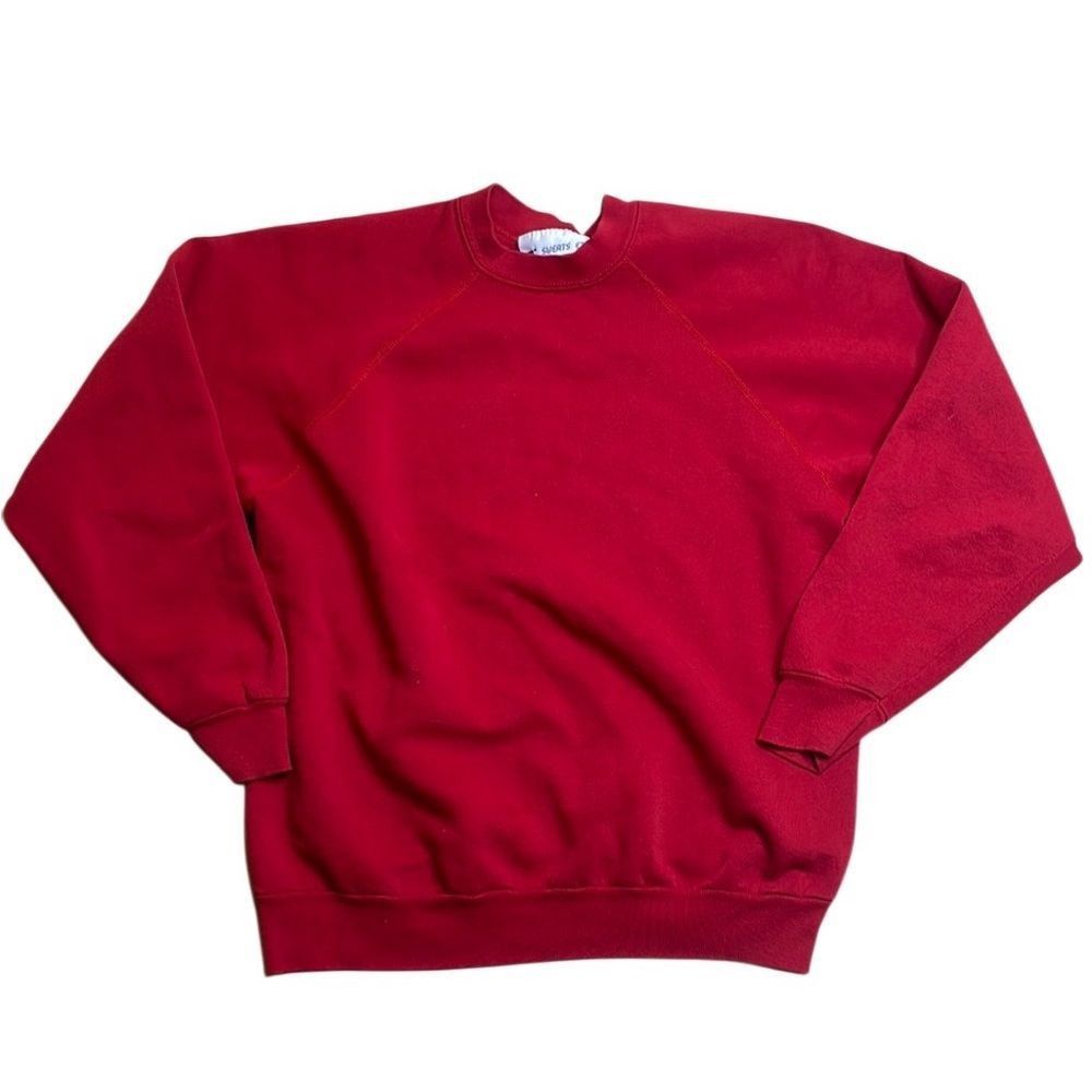 Vintage 80s 90s Vintage Sweats Etc Red Blank Crewneck Sweatshirt XL Size US XL / EU 56 / 4 - 1 Thumbnail