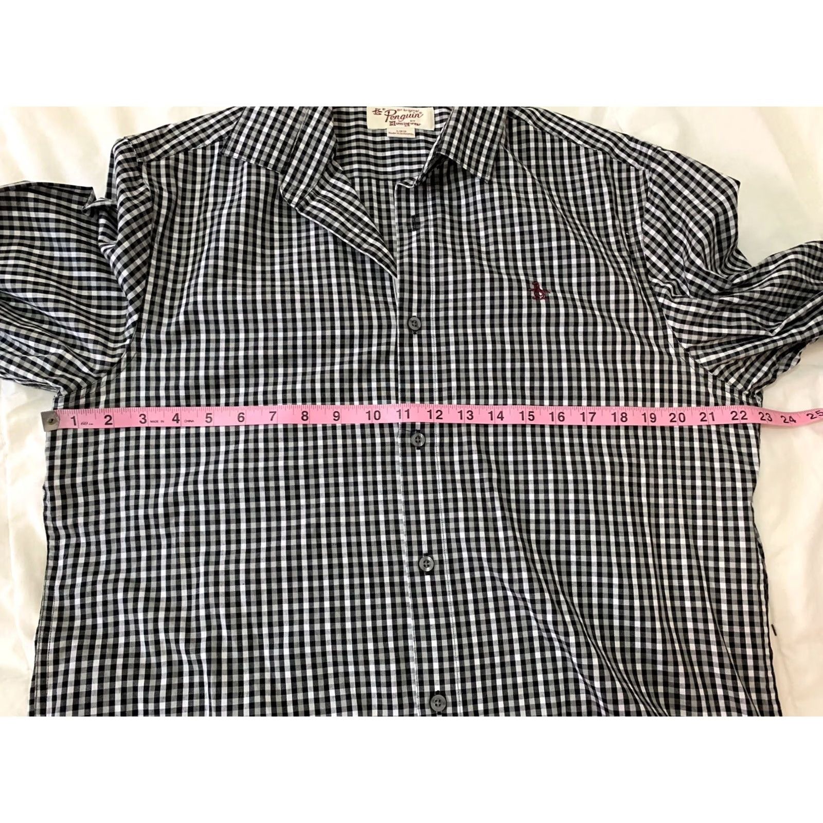 Vintage Penguin Button-Front Mens L Classic Fit Plaid Long Sleeve Men Black White Size US L / EU 52-54 / 3 - 5 Thumbnail
