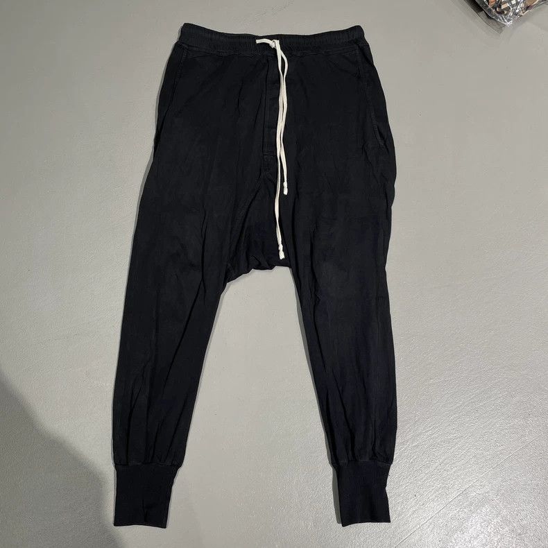 Rick Owens Rick Owens Black Drop-Crotch Pants for Men Size US 26 / EU 42 - 1 Thumbnail