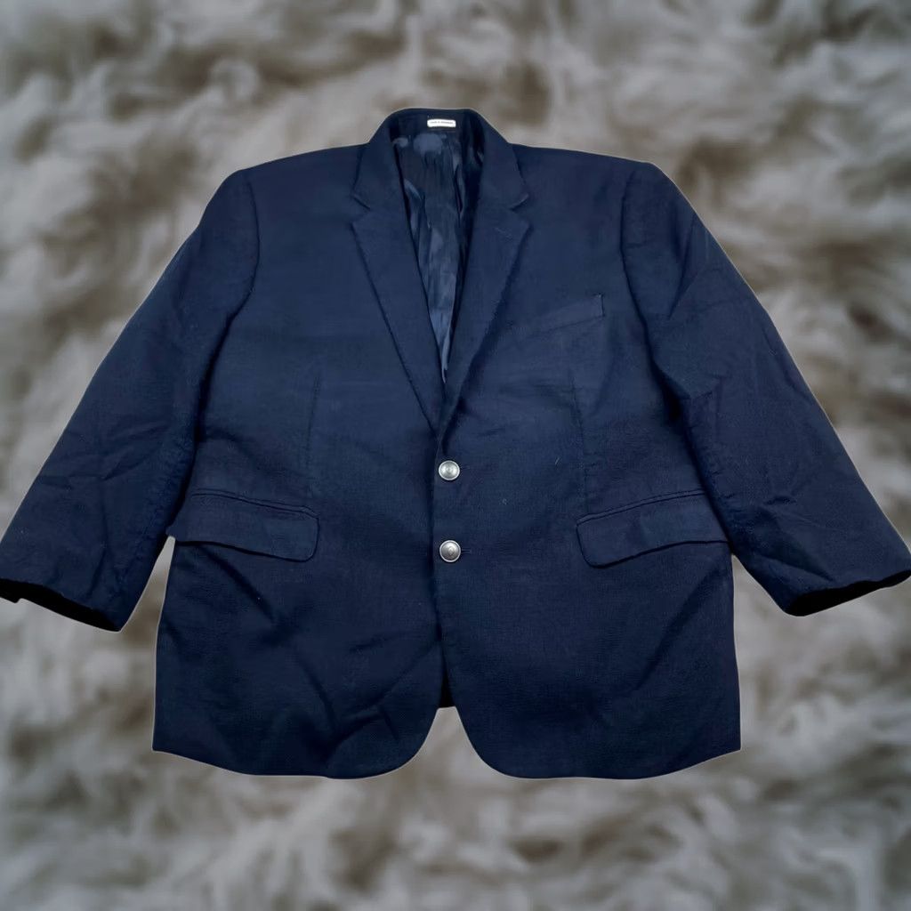 Joseph Abboud Joseph Abboud Blazer Shirt Men 46 100% Wool Navy Blue Notch Lapel 2-Button Short Sleeve Blazer Front Two-Button Vintage: No Mens Size 46R - 1 Thumbnail