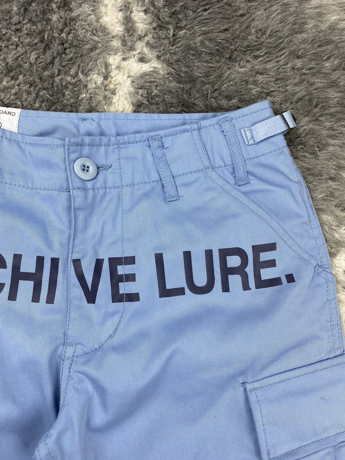 If Six Was Nine × Japanese Brand 🌟ACT CHIVE LURE🌟Spell Out RARE Color Baby Blue Cargo Pant Size US 29 - 4 Thumbnail