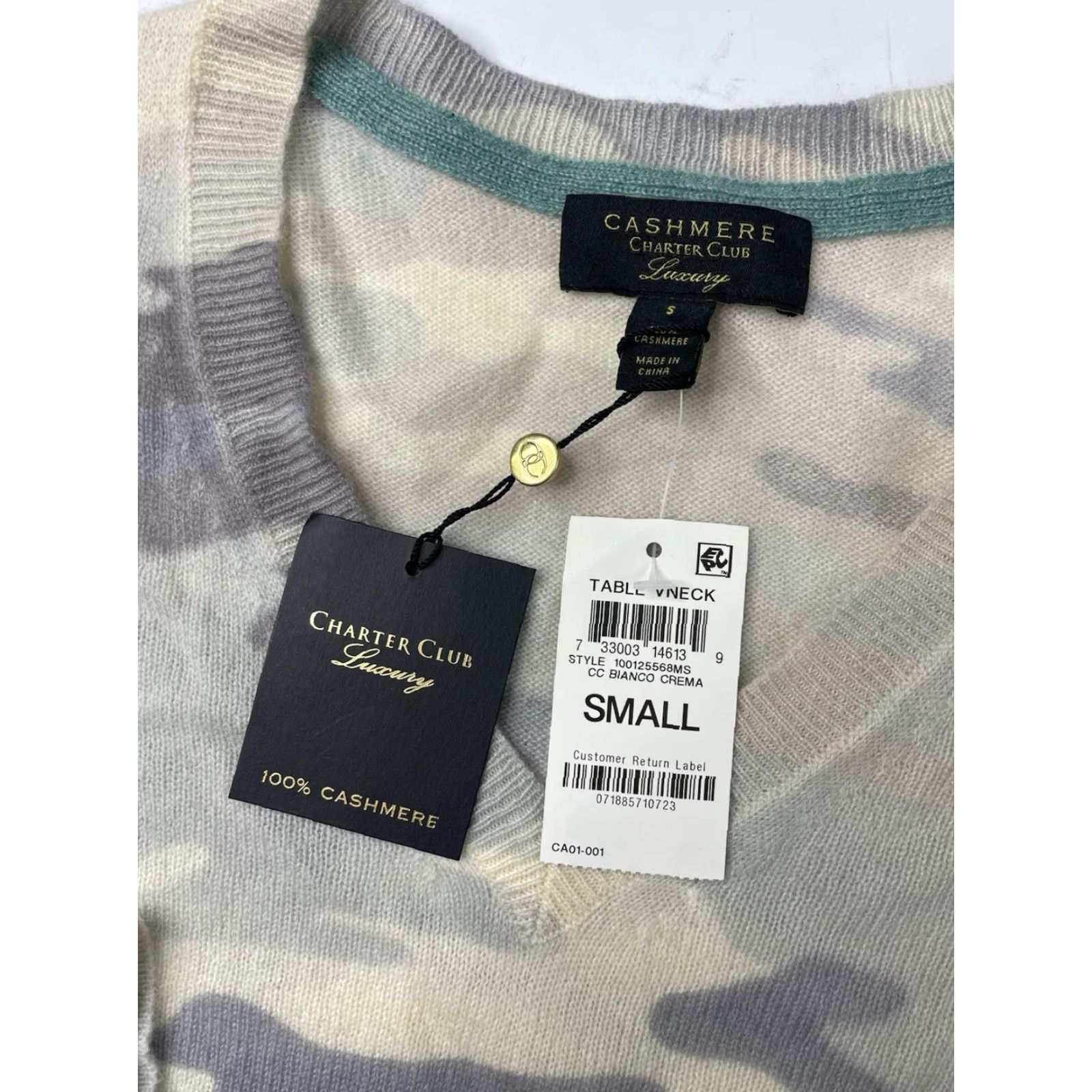 Charter Club Charter Club Sweater Women S Long Sleeve V-Neck Camouflage Cashmere Pullover Size S / US 4 / IT 40 - 3 Thumbnail