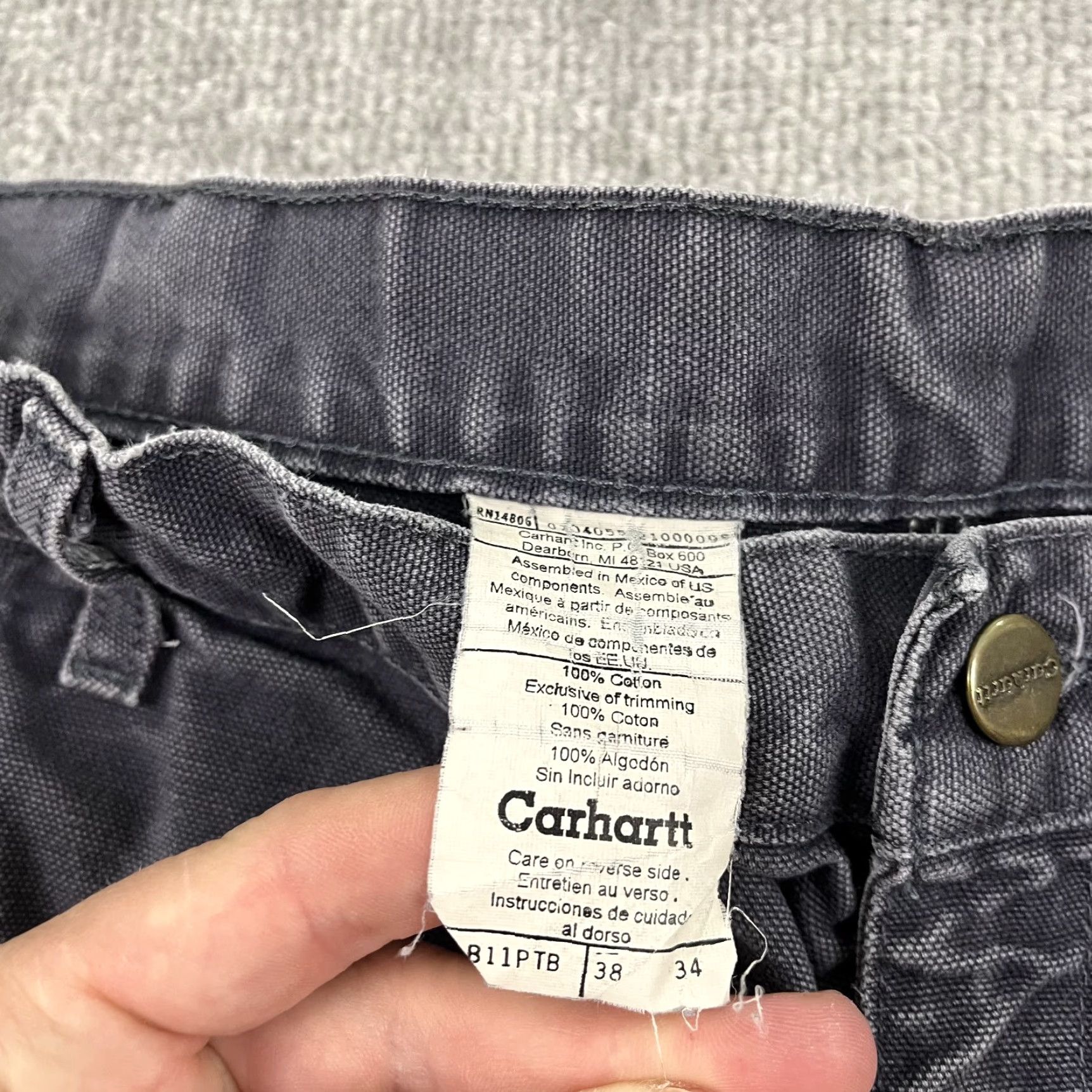 Carhartt Carhartt Pants Mens 36x34 Gray Dungaree Canvas Workwear Distressed Paint B11 PTB Size US 36 / EU 52 - 2 Thumbnail