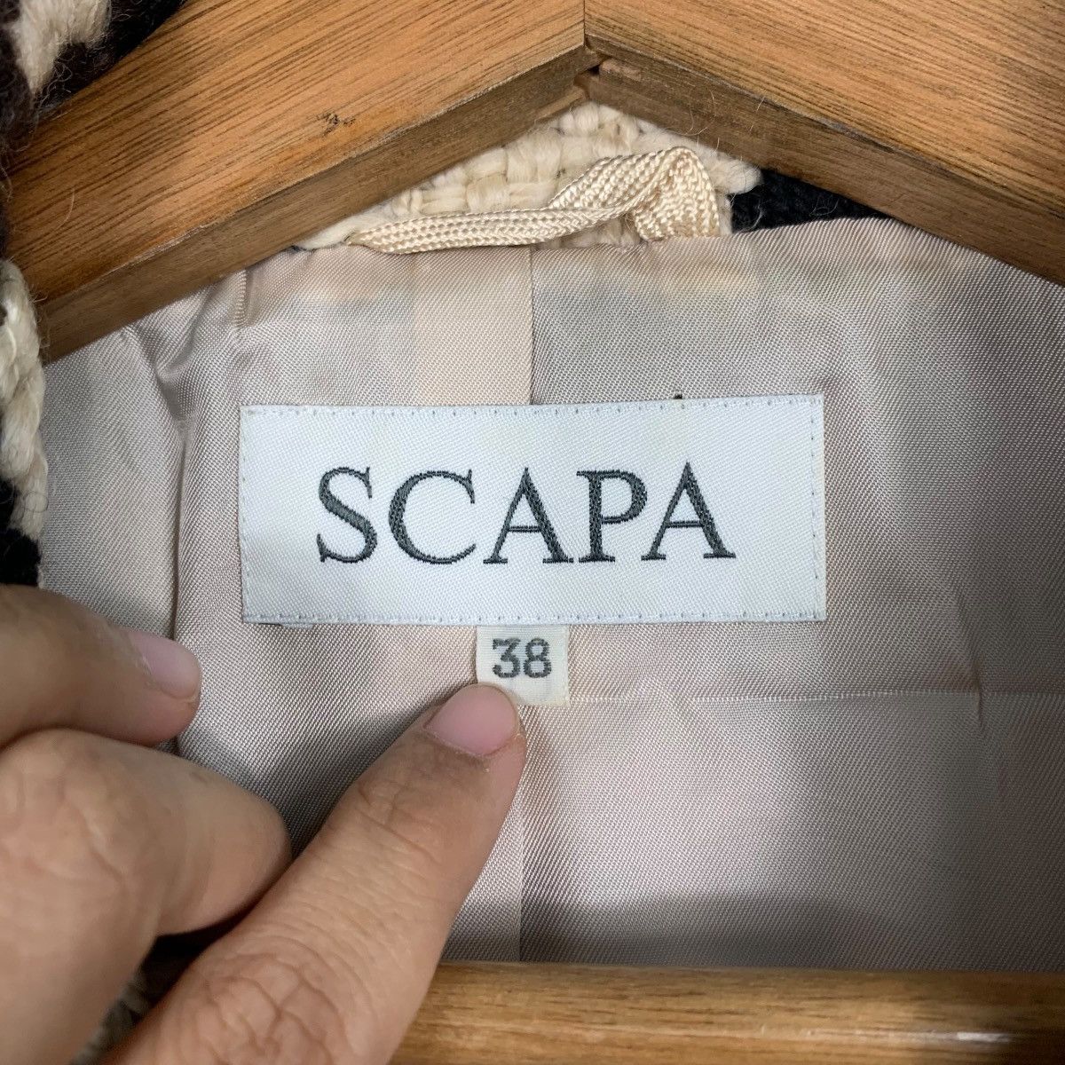 Japanese Brand SCAPA Big Houndstooth Pattern Wool Coat Jacket #2111-C92 Size M / US 6-8 / IT 42-44 - 15 Thumbnail