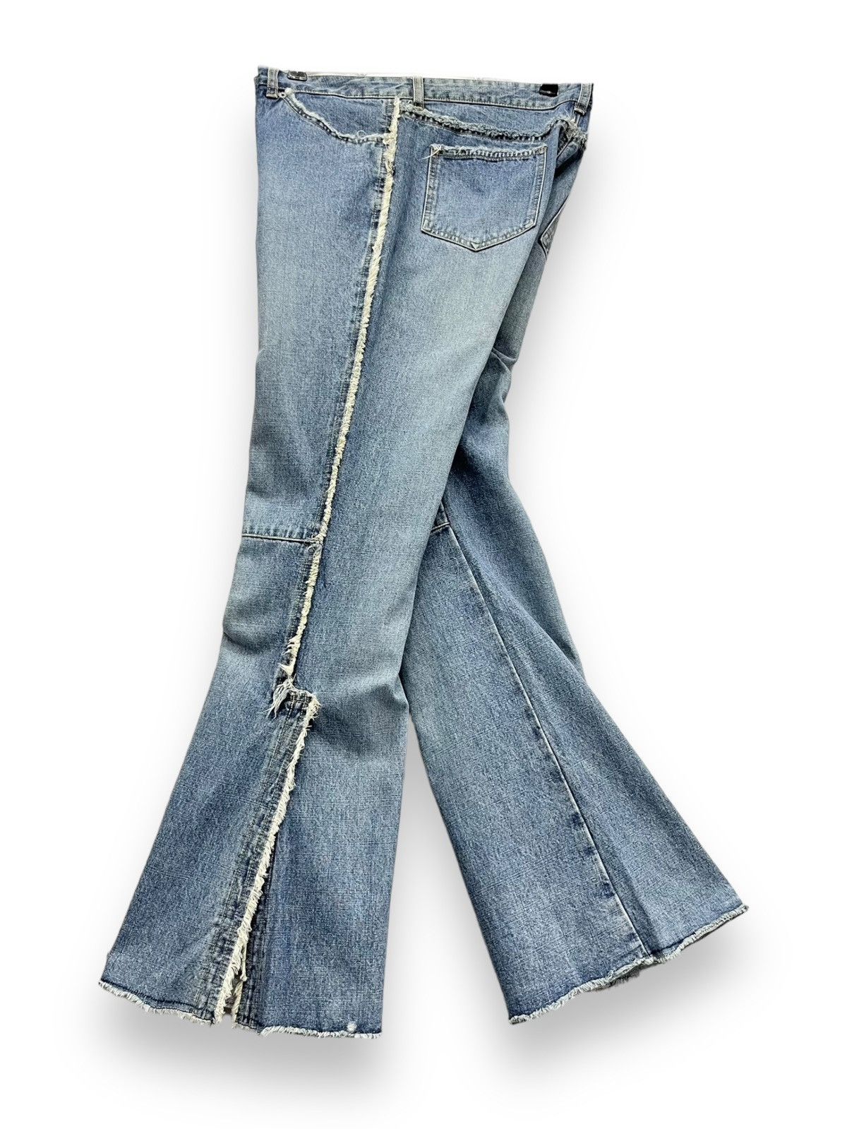 Designer × Japanese Brand × Vintage 🔥FYE 90’s Japanese Denim Frayed Side Bell Bottom Flared Size 32" / US 10 / IT 46 - 9 Thumbnail