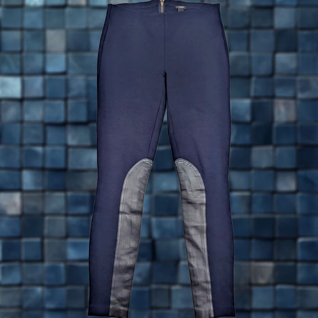J.Crew J.Crew Pants Women 0 Blue Leather Trim Equestrian Style Skinny Legging 26x27 Size 25" / US 0 / IT 36 - 1 Thumbnail