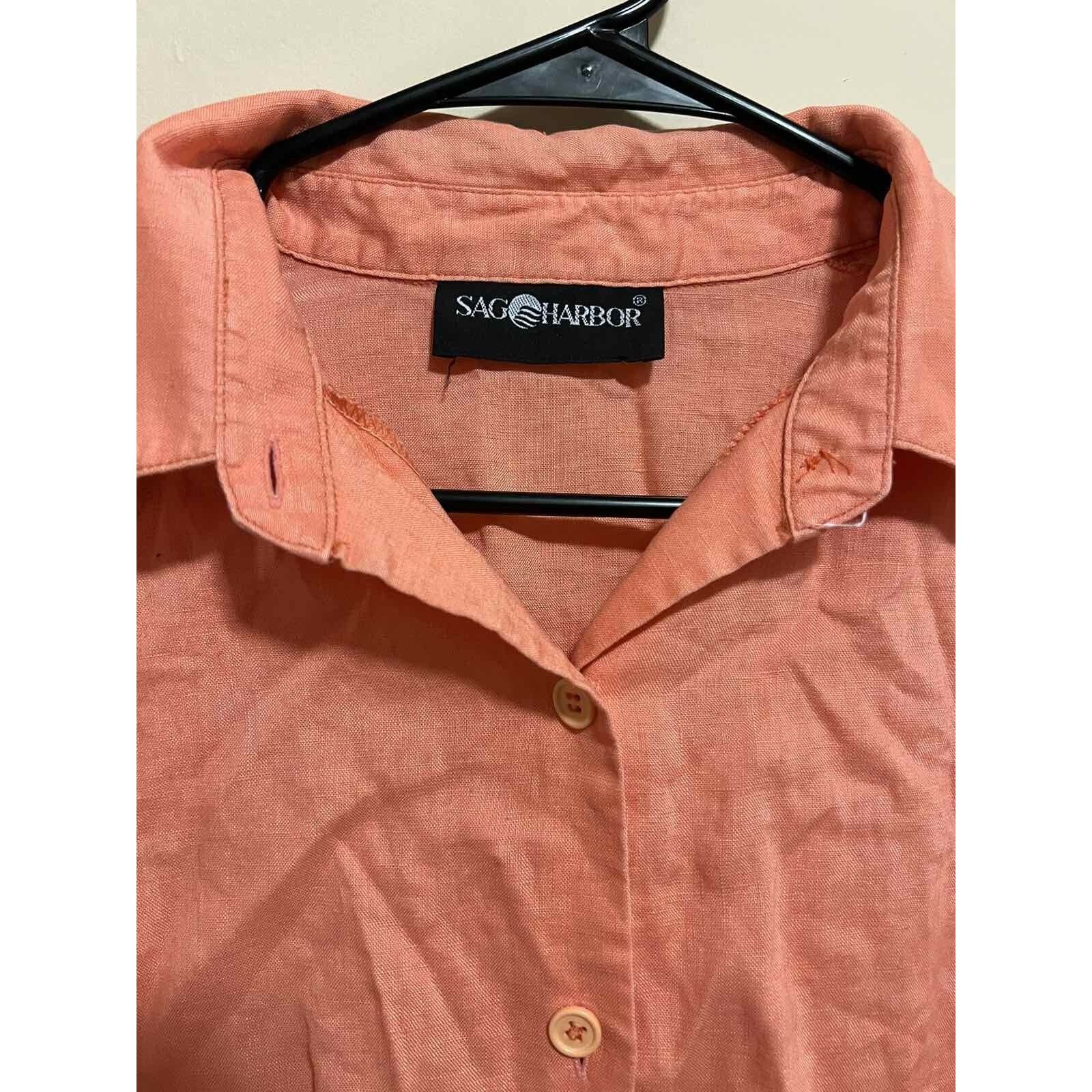 Anthropologie Anthro HARBOR Women's salmon pink button up Size M A000173 Size M / US 6-8 / IT 42-44 - 6 Thumbnail