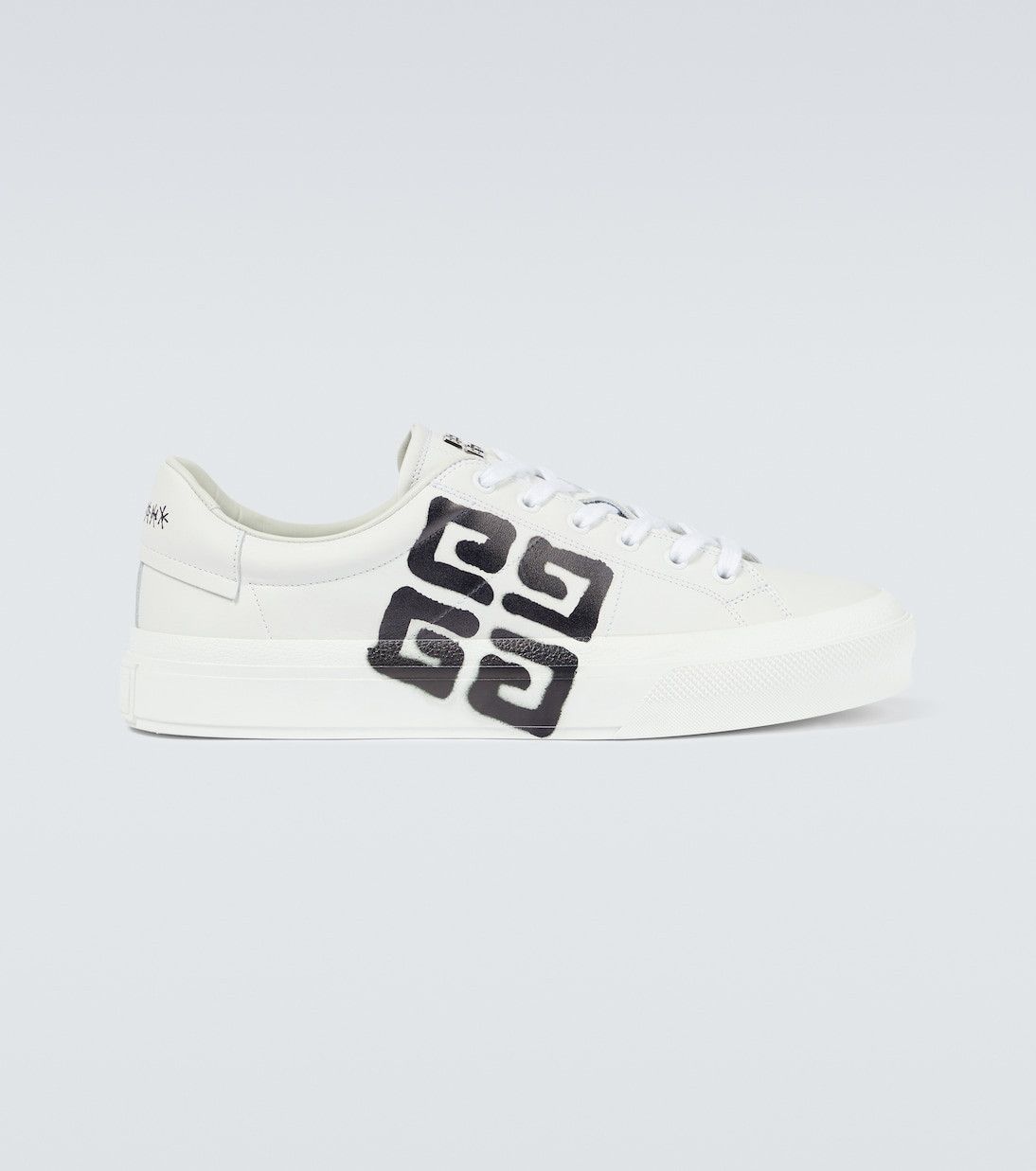 image of Givenchy 4G Leather Low-Top Sneakers Black Logo in White, Men's (Size 7)