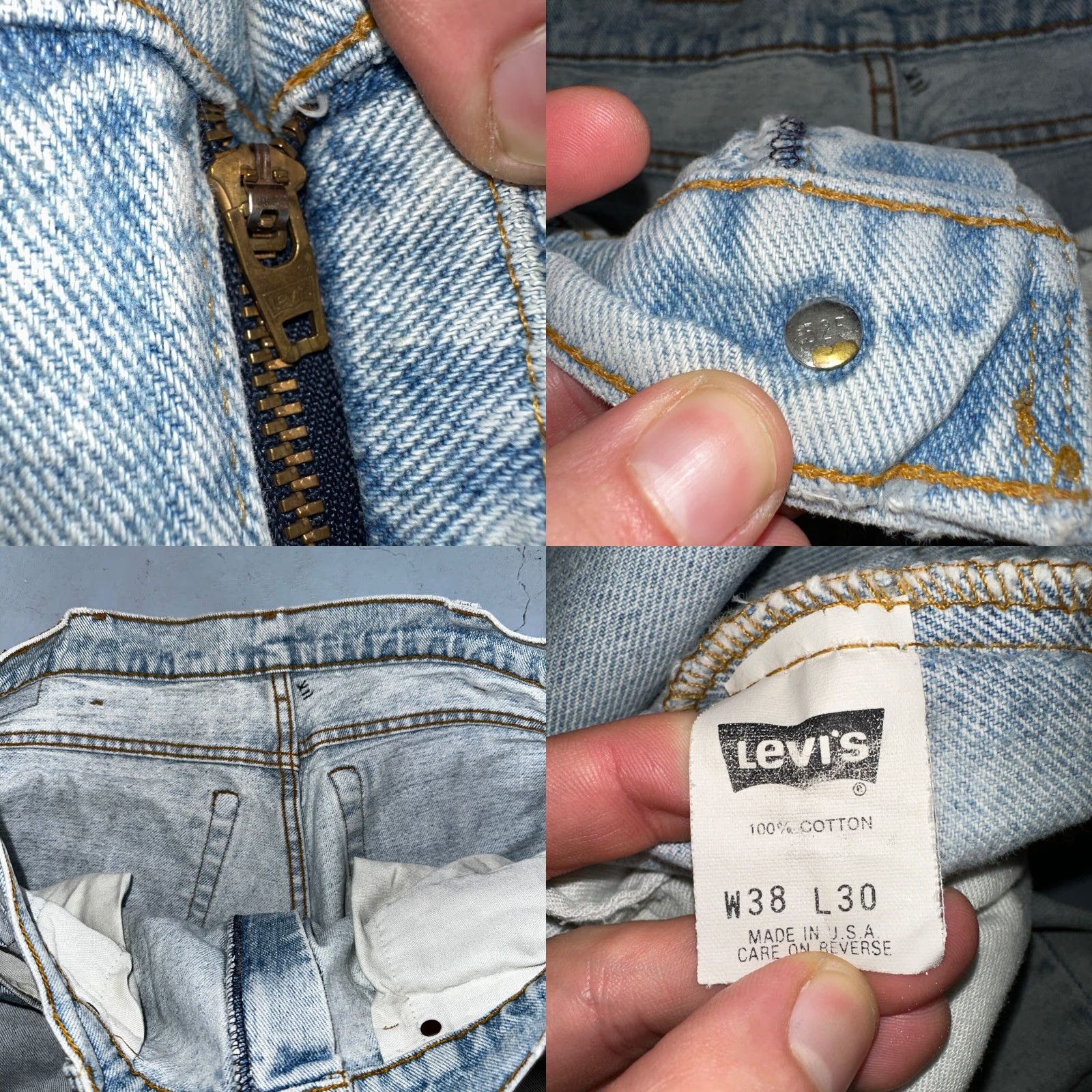 Levi's Levi's 501 Jeans | 505 Vintage 90s USA Blue Light Wash Denim Cotton Mid Rise Straight Regular 38x30 501 Series Mens Jeans Size US 38 / EU 54 - 8 Thumbnail
