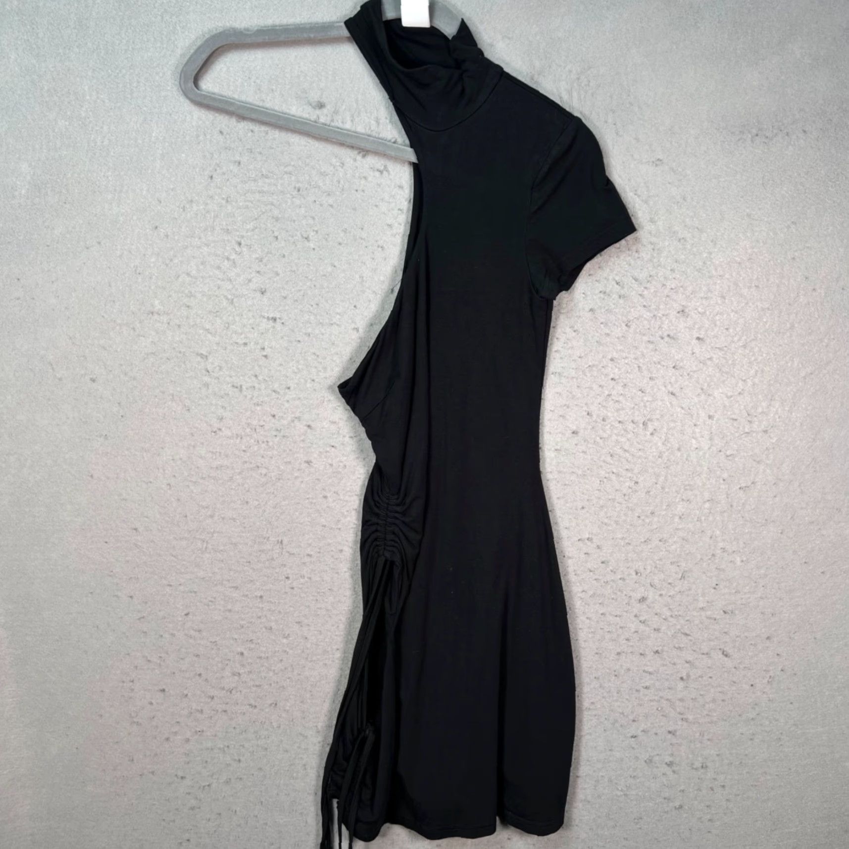 reformation black velvet mini dress REFORMATION Grey Silk Velvet Tie Shoulder Mini Dress Sz0 UK 4  Reliked