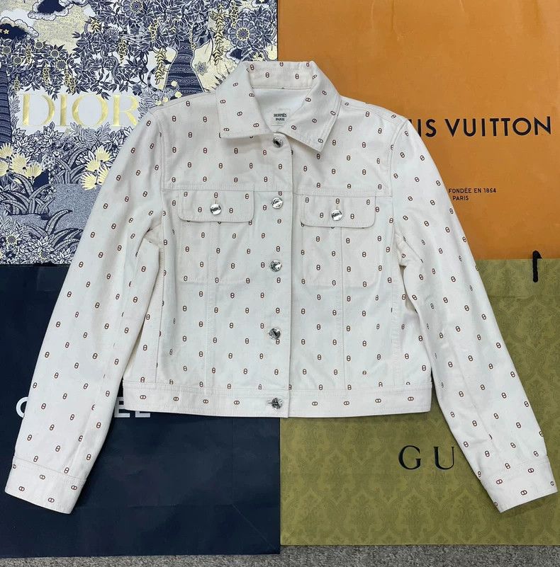 Hermes Hermes Beige Silver Buckle Jacket Size US M / EU 48-50 / 2 - 1 Thumbnail