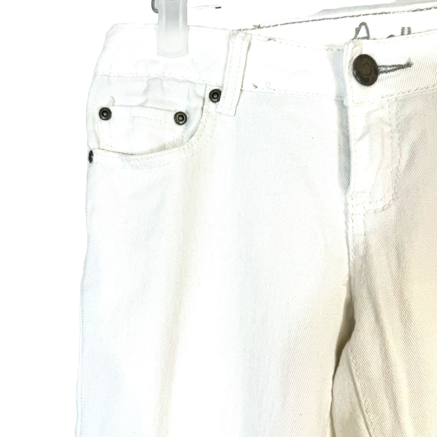 Vintage Amethyst Women's Size 5 White Denim Stretch Low Rise Skinny Jeans 5-Pocket Design Jeans Size 27" / US 4 / IT 40 - 4 Thumbnail