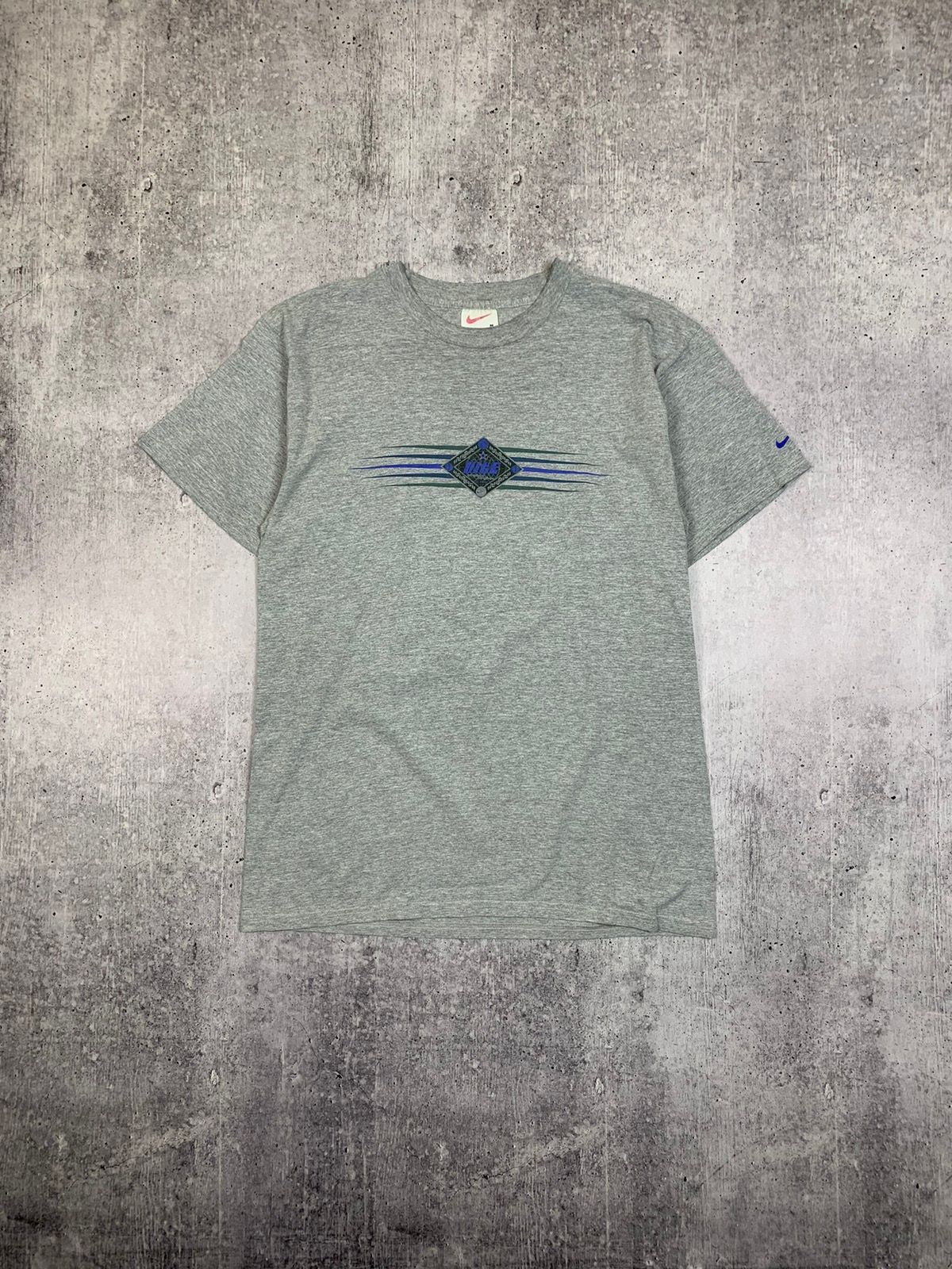 Pre-owned Nike X Vintage Faded Nike 6453 90's Center Logo T Shirt Tee In Grey
