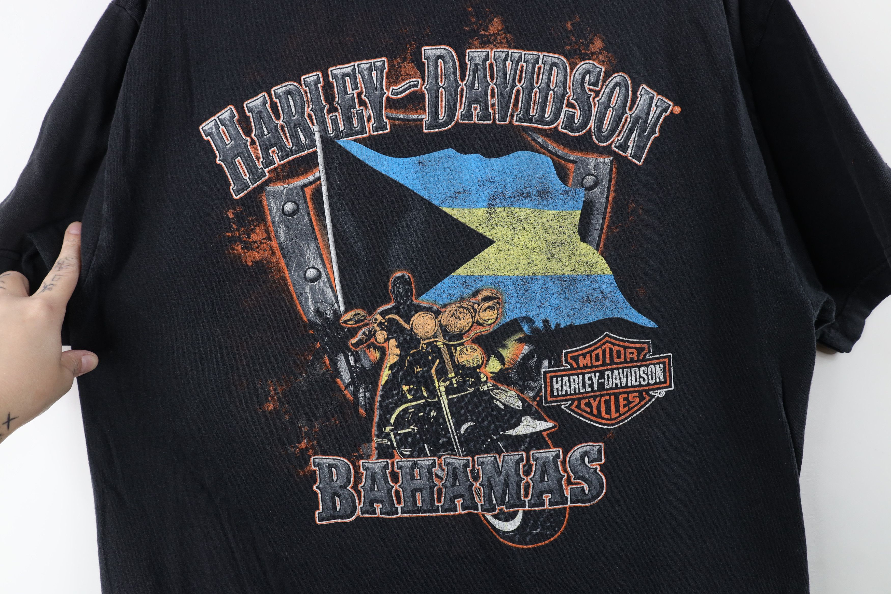 Harley Davidson Vintage Y2K Harley Davidson Spell Out Bahamas T-Shirt Black Size US L / EU 52-54 / 3 - 12 Thumbnail