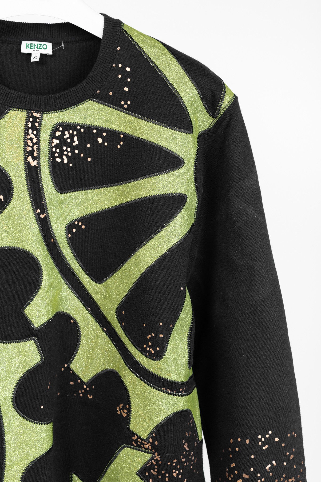 Kenzo Kenzo Black & Green Gear-Patch Cotton Sweatshirt Size US XL / EU 56 / 4 - 5 Thumbnail