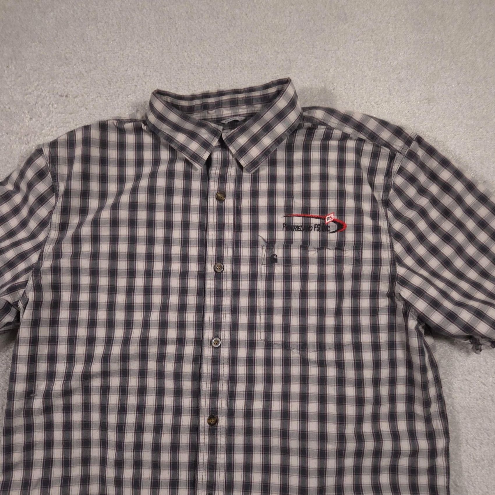 Carhartt Carhartt Shirt Mens L Gray Plaid Button Down Short Sleeve Workwear Logo Embroidered Pocket Button-Up Relaxed Fit Size US L / EU 52-54 / 3 - 3 Thumbnail