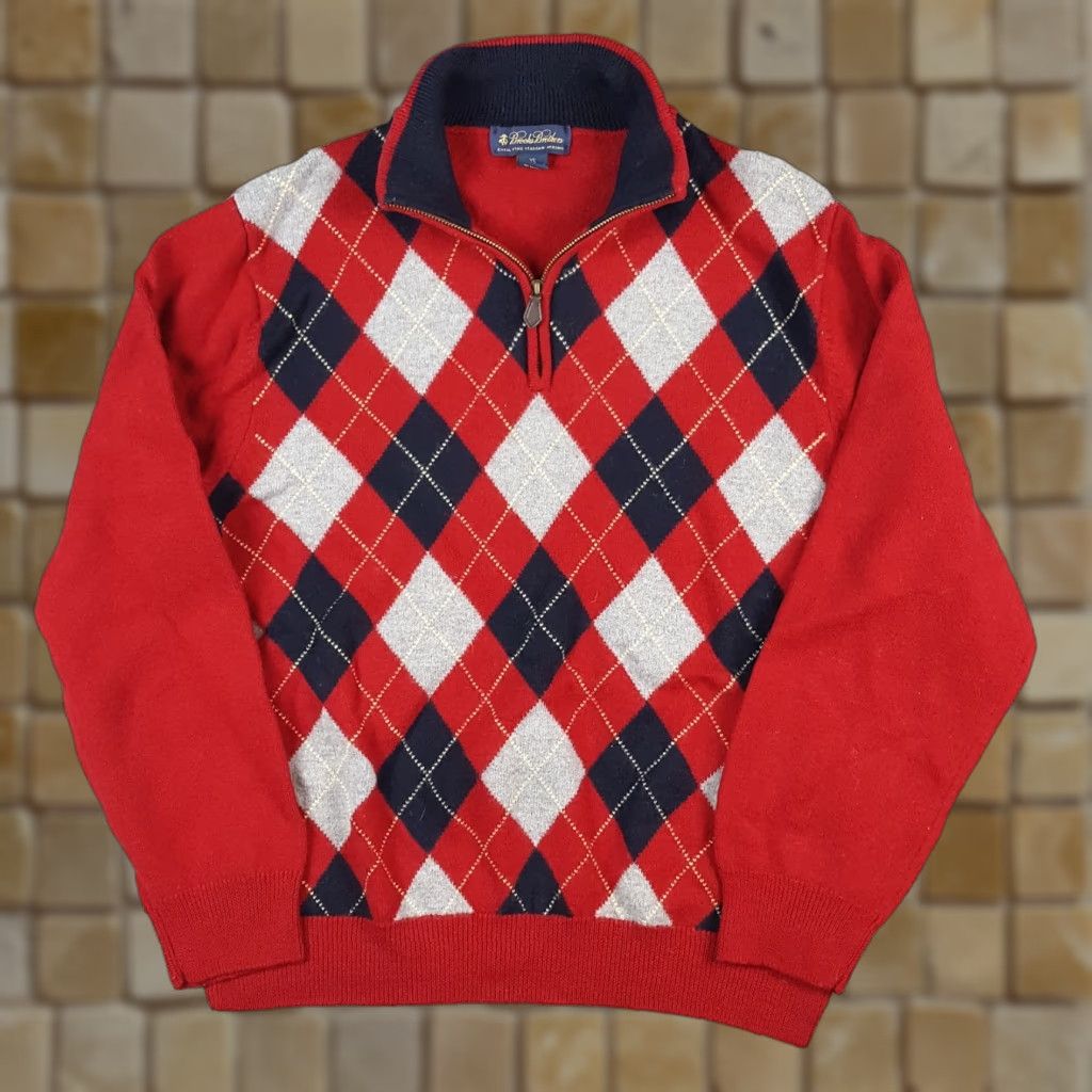 Brooks Brothers VINTAGE Brooks Brothers Italian Merino Wool Argyle 1/4 Zip Size XL Knit Pullover Sweater Mens Size US XL / EU 56 / 4 - 1 Thumbnail