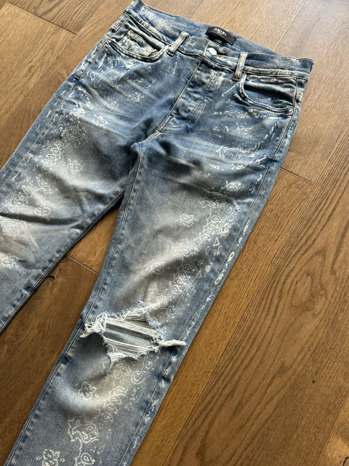 Amiri Amiri Jeans Bandana Bleach Stained Distressed Skinny Denim Size US 32 / EU 48 - 2 Thumbnail