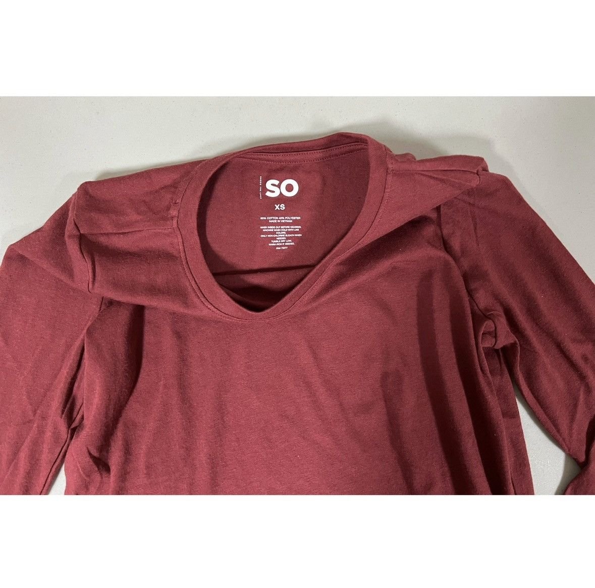 Sonoma Red Solid Long Sleeve Crewneck T-Shirt Top Blouse Tee XS ♥️✨ Size XS / US 0-2 / IT 36-38 - 4 Thumbnail