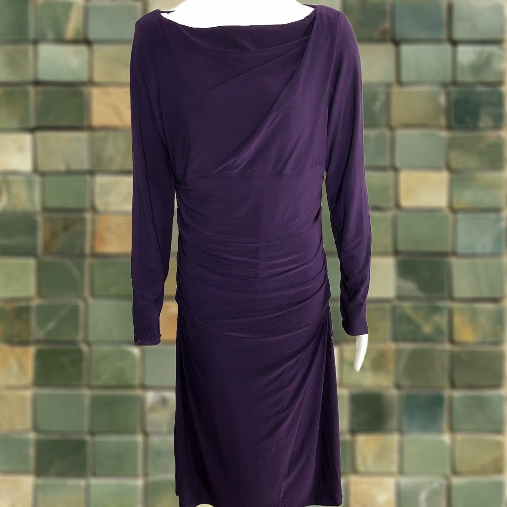 Ralph Lauren Lauren Ralph Lauren Dress A-Line Knee Length Purple MINT Draped Ruched 14 14 Size XL / US 12-14 / IT 48-50 - 1 Thumbnail