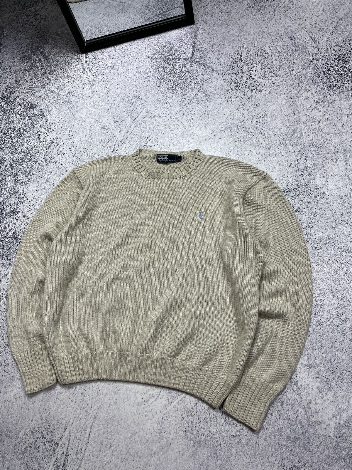 Polo Ralph Lauren × Ralph Lauren × Vintage Vintage 90’s Polo Ralph Lauren Beige Heavy Knit Sweater Hype Size US XL / EU 56 / 4 - 3 Thumbnail