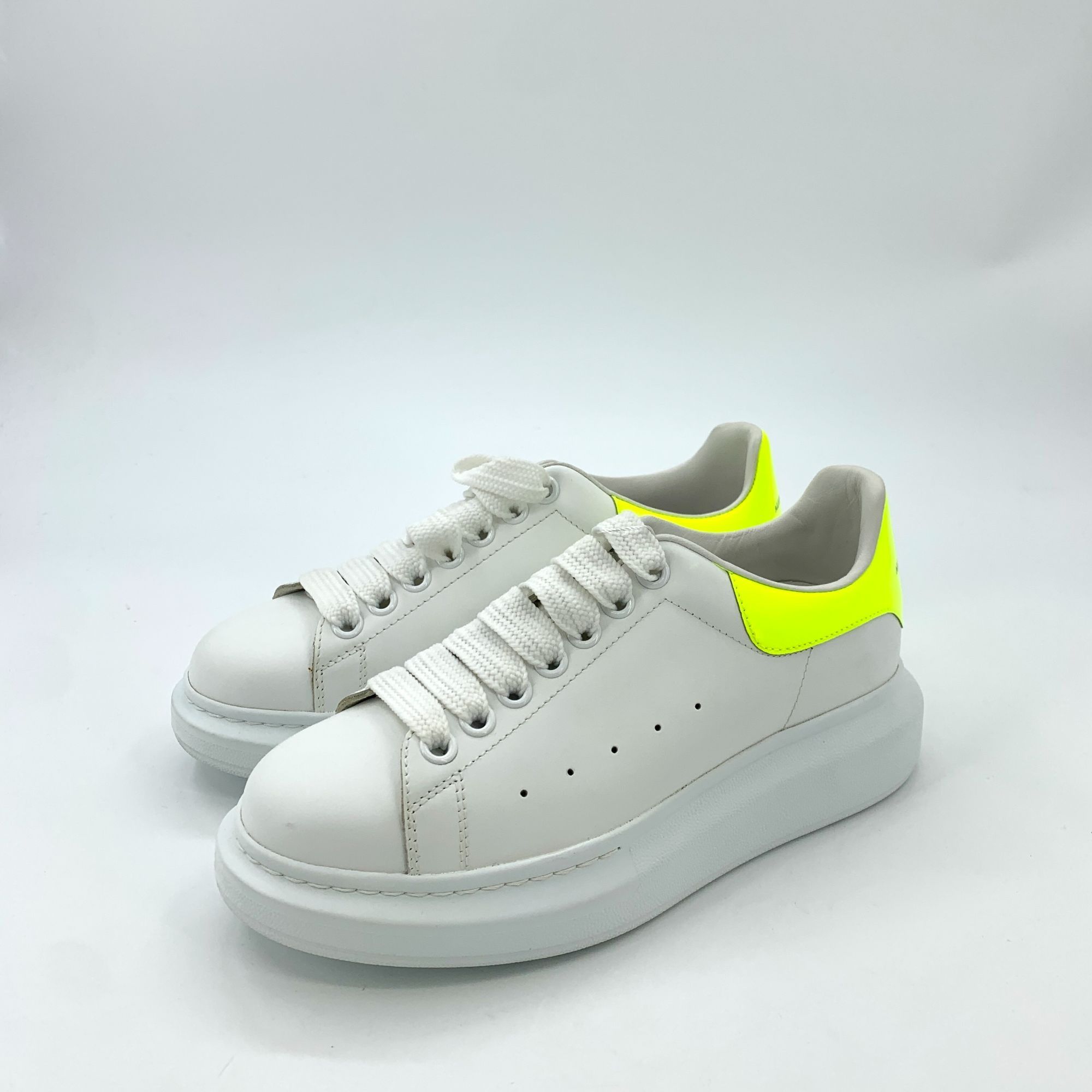 Alexander McQueen Alexander McQueen White & Fluorescent Yellow Heel Thick Sole Size US 8 / IT 38 - 8 Thumbnail