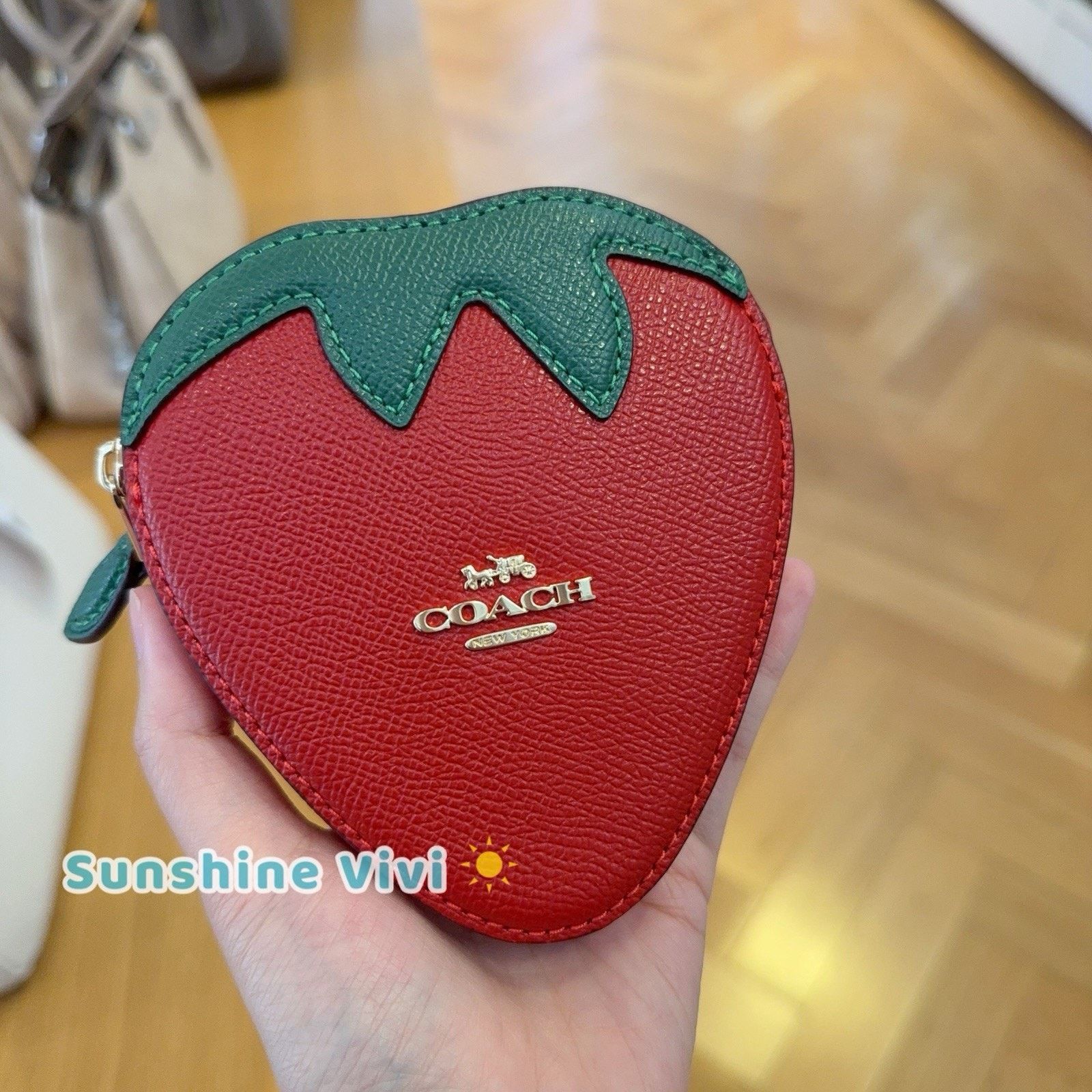 Coach NWT Coach Outlet Strawberry Coin Purse CAN28 Gold/Bold Red Size ONE SIZE - 3 Thumbnail