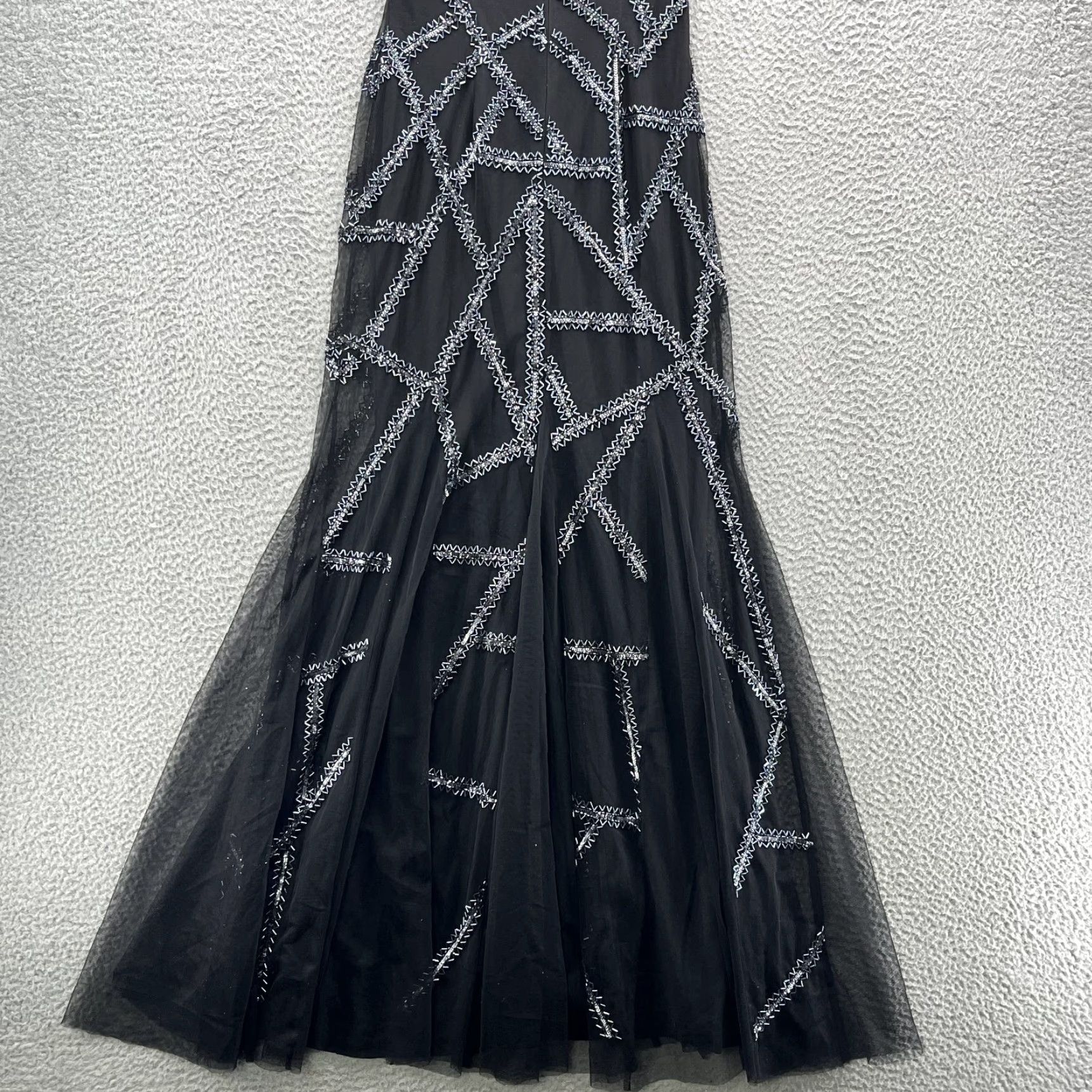 Adrianna Papell Adrianna Papell Mermaid Dress Women Black Short Sleeve V-Neck Beaded Embroidered Rhinestone Sequin Gown Party Formal Wedding 0 M Size M / US 6-8 / IT 42-44 - 6 Thumbnail