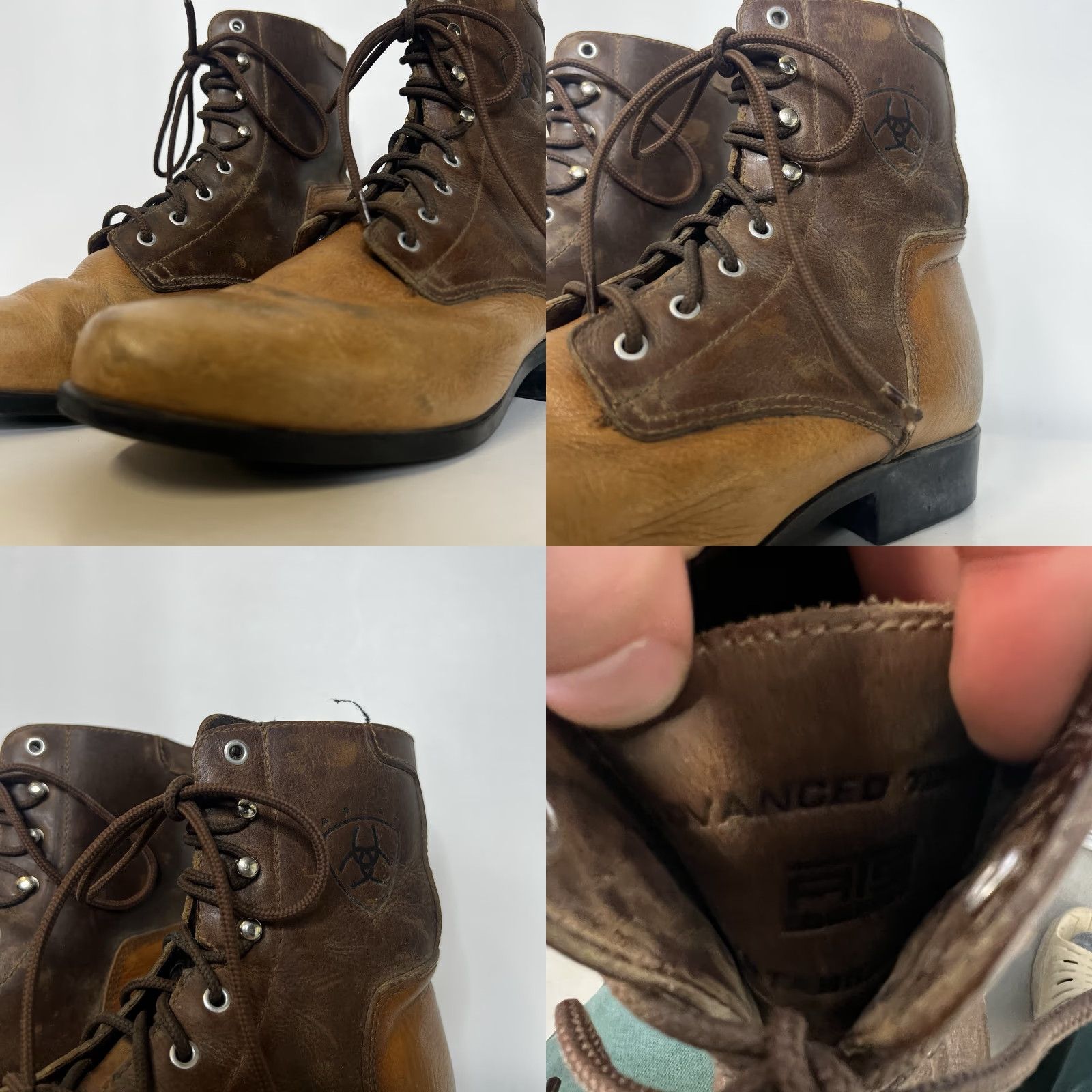 VINTAGE Ariat Women's Western Boots Size 6.5 Brown Leather Kiltie Cowgirl Lace Up