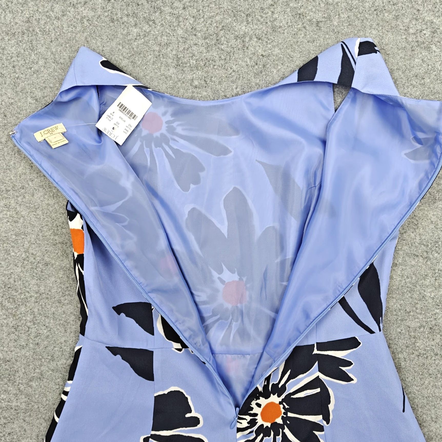 J.Crew Dress Womens 6 Blue Floral Sleeveless Fit & Flare Lined Knee Length  New