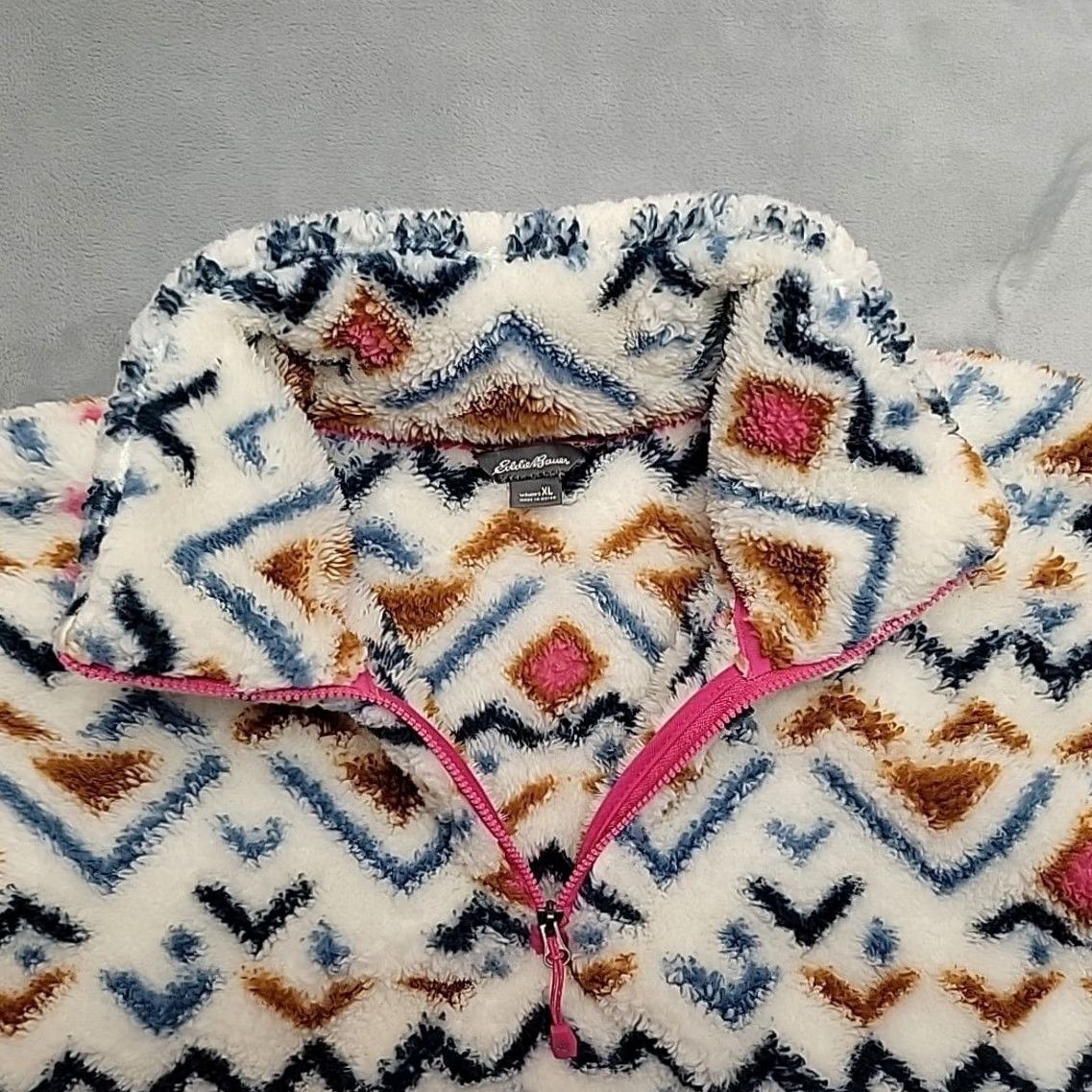 Eddie Bauer Eddie Bauer Jacket Womens XL Deep Pile Aztec Geometric 1/4 Zip Fleece Outdoors Size XL / US 12-14 / IT 48-50 - 4 Thumbnail