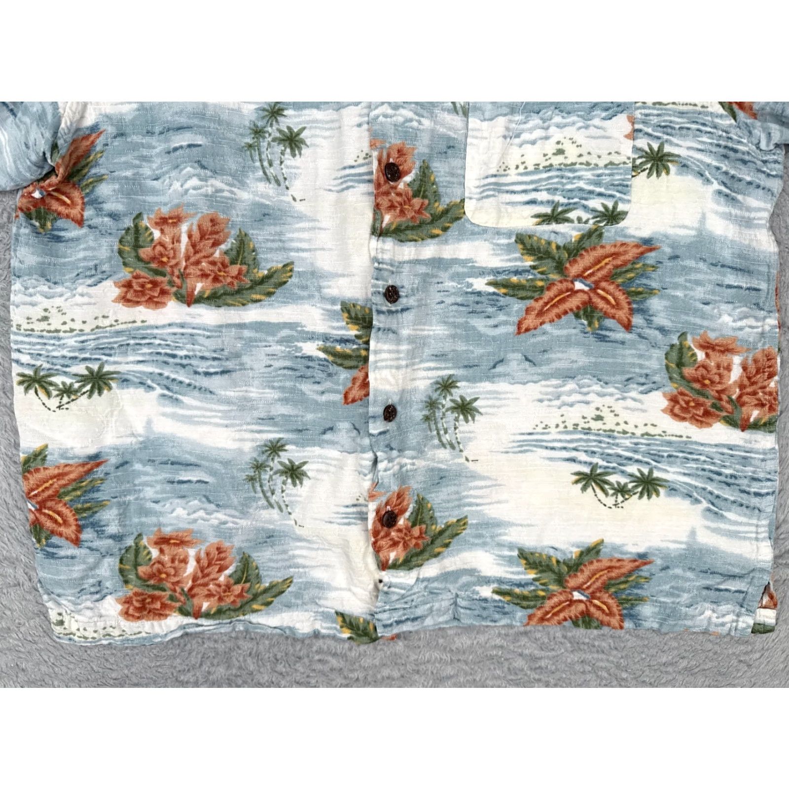 Arrow Arrow Shirt Men Large Blue White Red Floral Palm Pocket Button Up Hawaiian 100% Rayon Mens Size US L / EU 52-54 / 3 - 5 Thumbnail