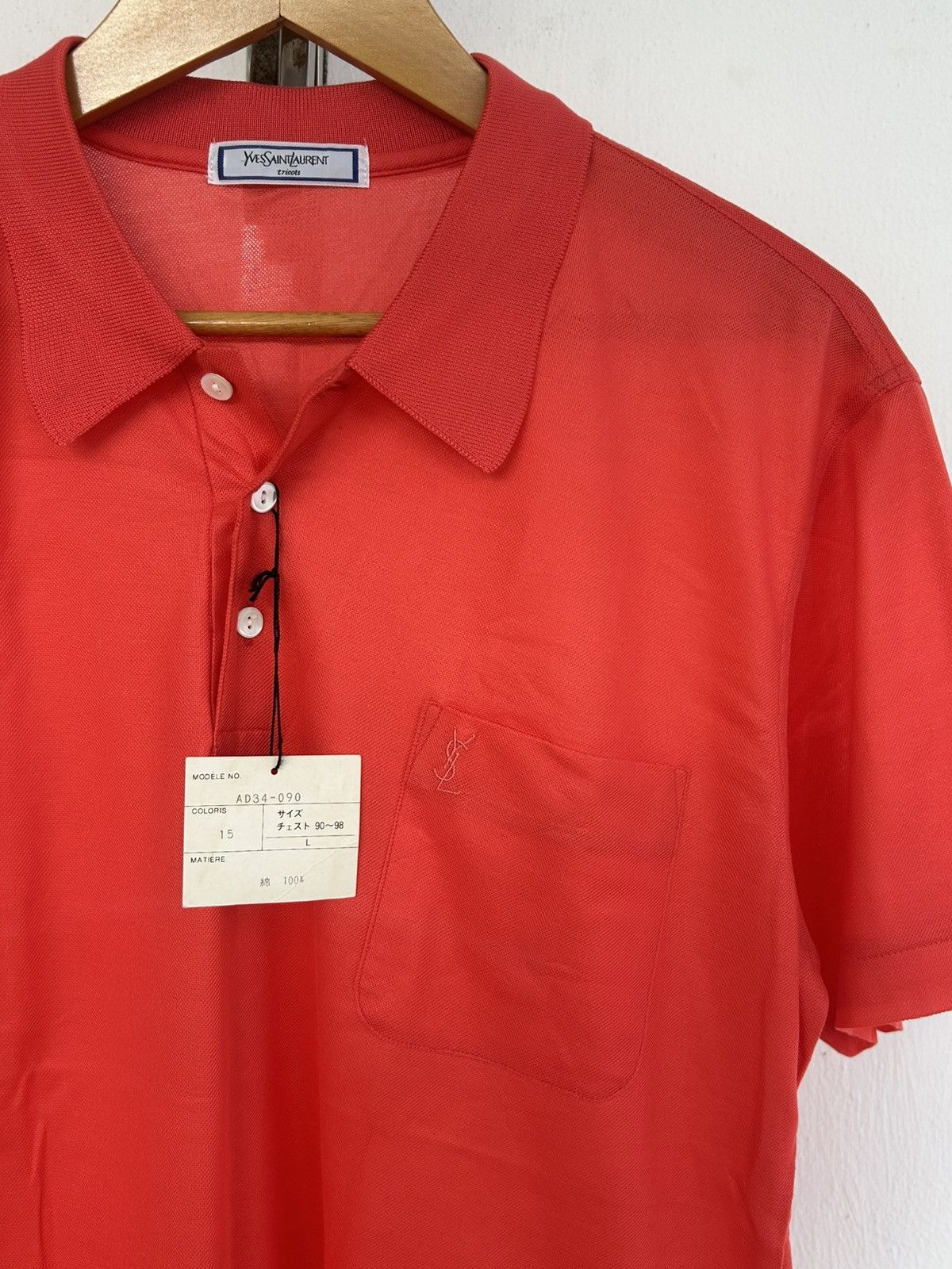 Yves Saint Laurent NOS Ysl Japan Vintage Polo Vermillion Collar Tee Size US L / EU 52-54 / 3 - 4 Thumbnail