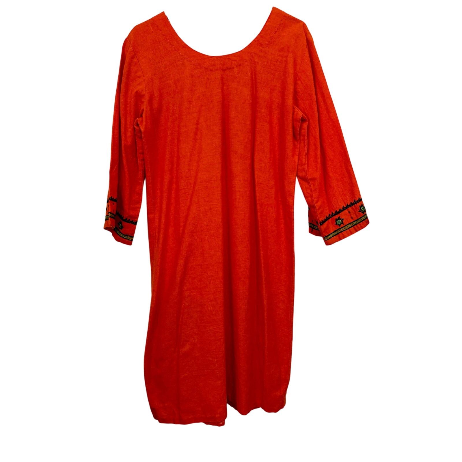 Vintage Vintage 70s Nitya Orange Green Mirror Kaftan Dress XS Small Size S / US 4 / IT 40 - 3 Thumbnail