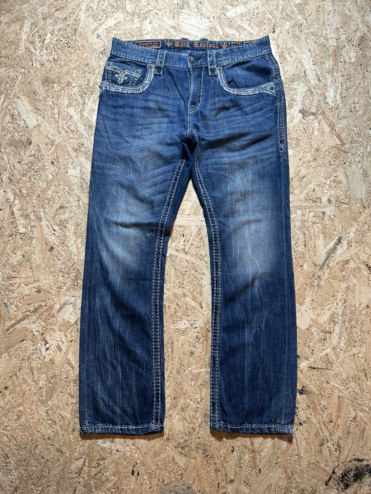 Rock Revival Rock Revival Blue Medium Wash Straight Fit Jeans Size US 36 / EU 52 - 2 Thumbnail