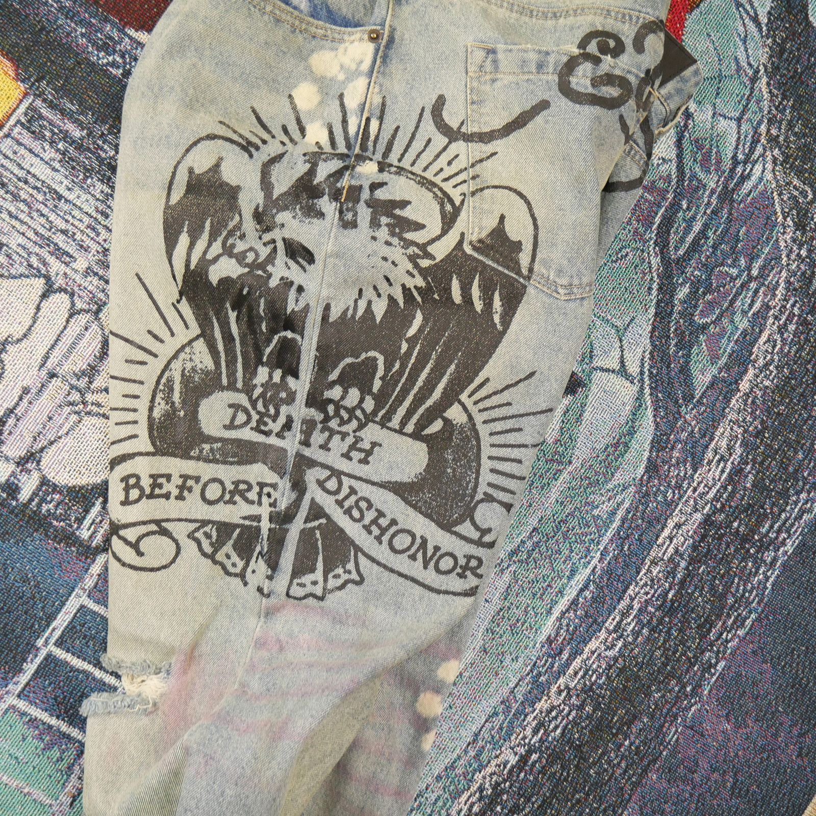 Ed Hardy Ed Hardy Eagle Slim Taper Jean Before Dishonor Distressed Size US 34 / EU 50 - 2 Thumbnail