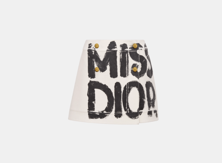 Dior o1w1db11225 450J12 Wrap Mini Skirt in White/Navy Blue Size 26" / US 2 / IT 38 - 1 Thumbnail