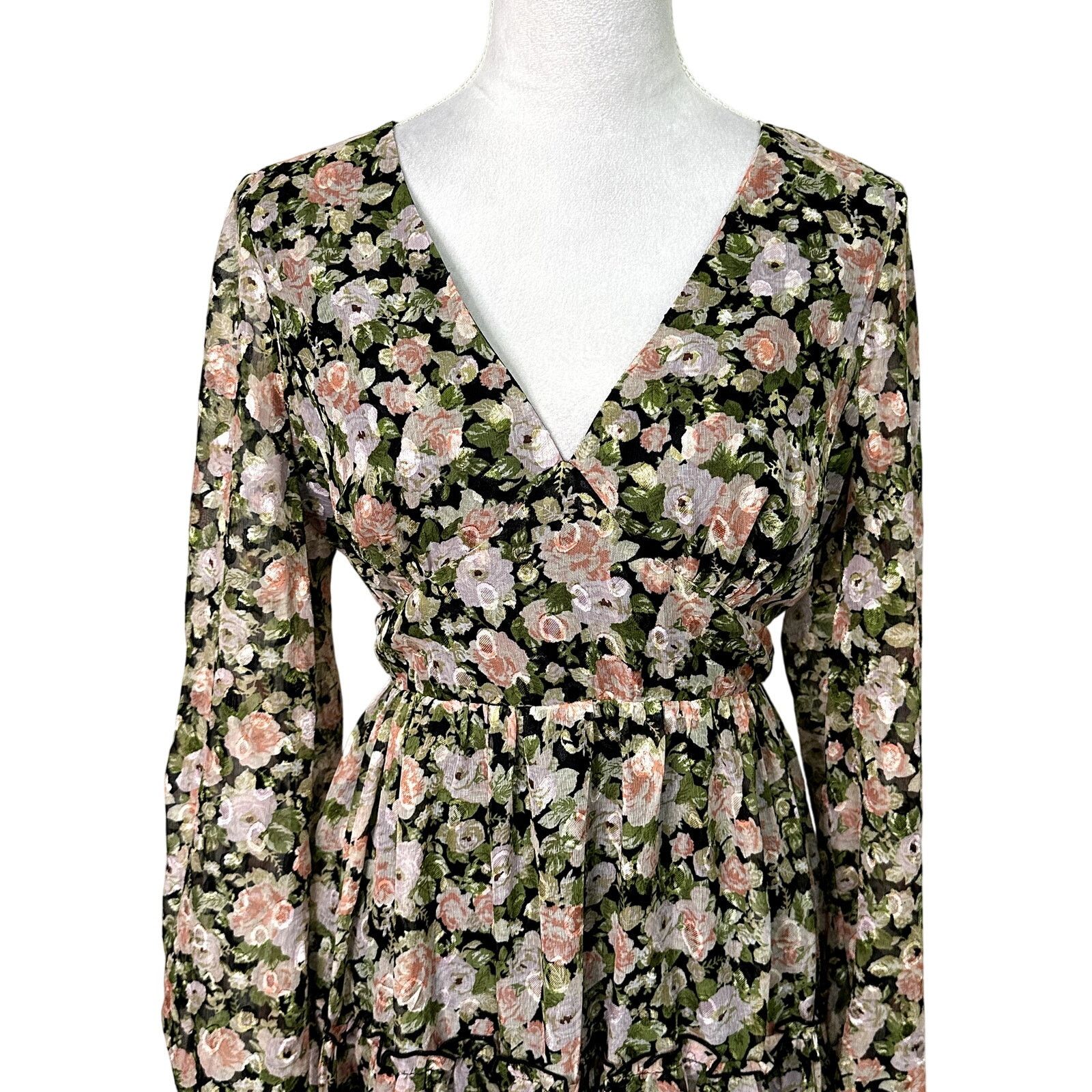 Other All In Favor Mini Dress Long Sleeves Floral Multi Women's L Size L / US 10 / IT 46 - 3 Thumbnail