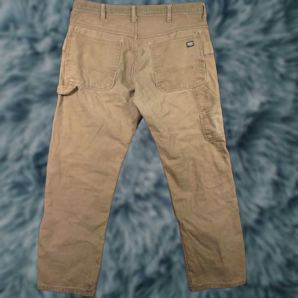 Vintage Key Carpenter Jeans Mens 36x32 Brown Canvas Distressed 5-Pocket Straight Leg Workwear Denim Cotton Size US 36 / EU 52 - 1 Thumbnail