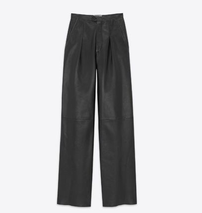 Saint Laurent Paris oc11z1225 750073 Wide Leg Pants in Lambskin in Black Size US 36 / EU 52 - 1 Thumbnail