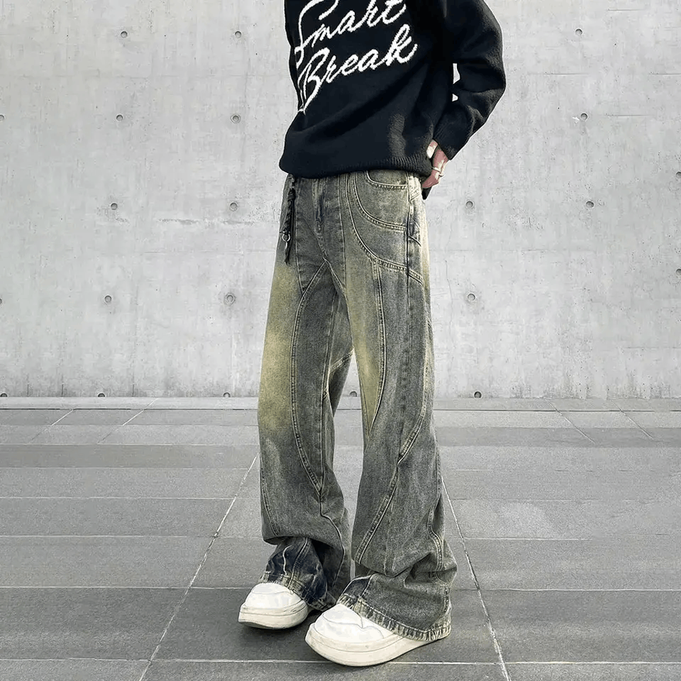 Designer × Japanese Brand × Jean Baggy Flared Leg Striped Rusty Jeans Size US 28 / EU 44 - 5 Thumbnail