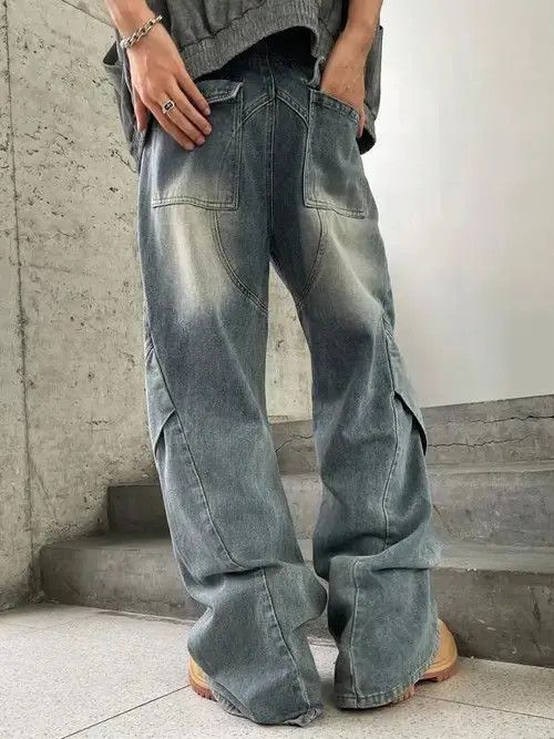 Jean Kiuchi x Kato Vintage Washed Retro Wide Leg Y2k Denim Jeans Size US 32 / EU 48 - 6 Thumbnail