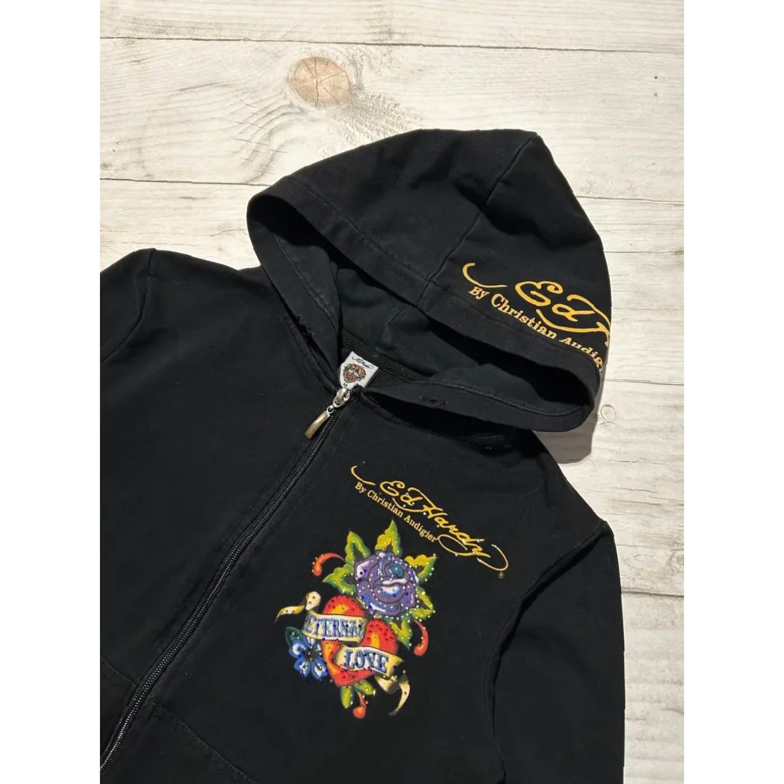 Ed Hardy VINTAGE Ed Hardy By Christian Audigier Hoodie Y2K Full Zip Women Size S Black Size S / US 4 / IT 40 - 6 Thumbnail