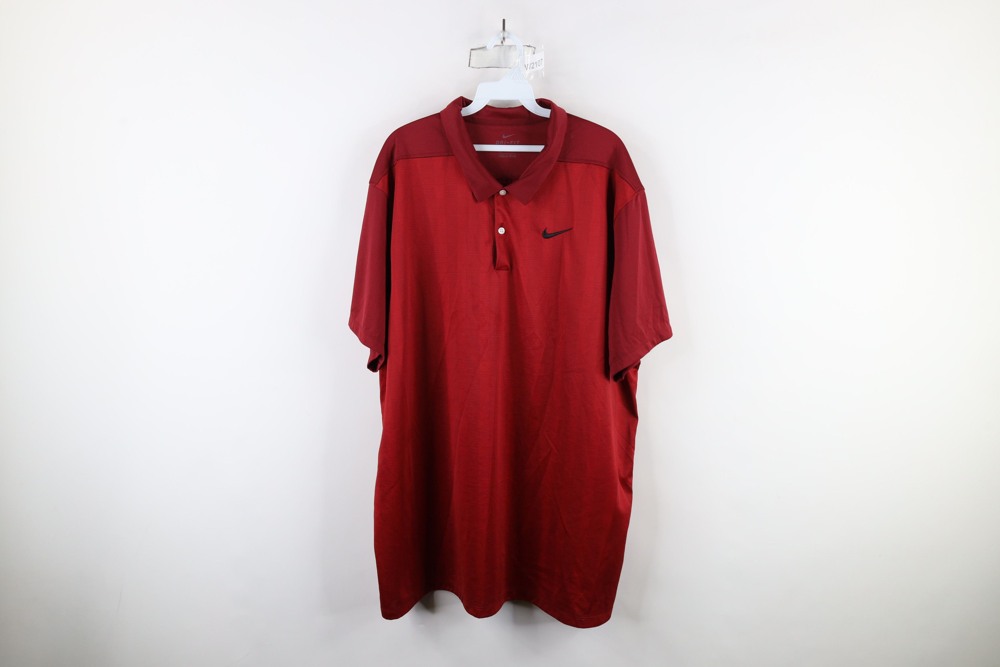 Nike × Vintage Nike Check Plaid Short Sleeve Collared Golf Polo Shirt Red Size US XXL / EU 58 / 5 - 1 Thumbnail