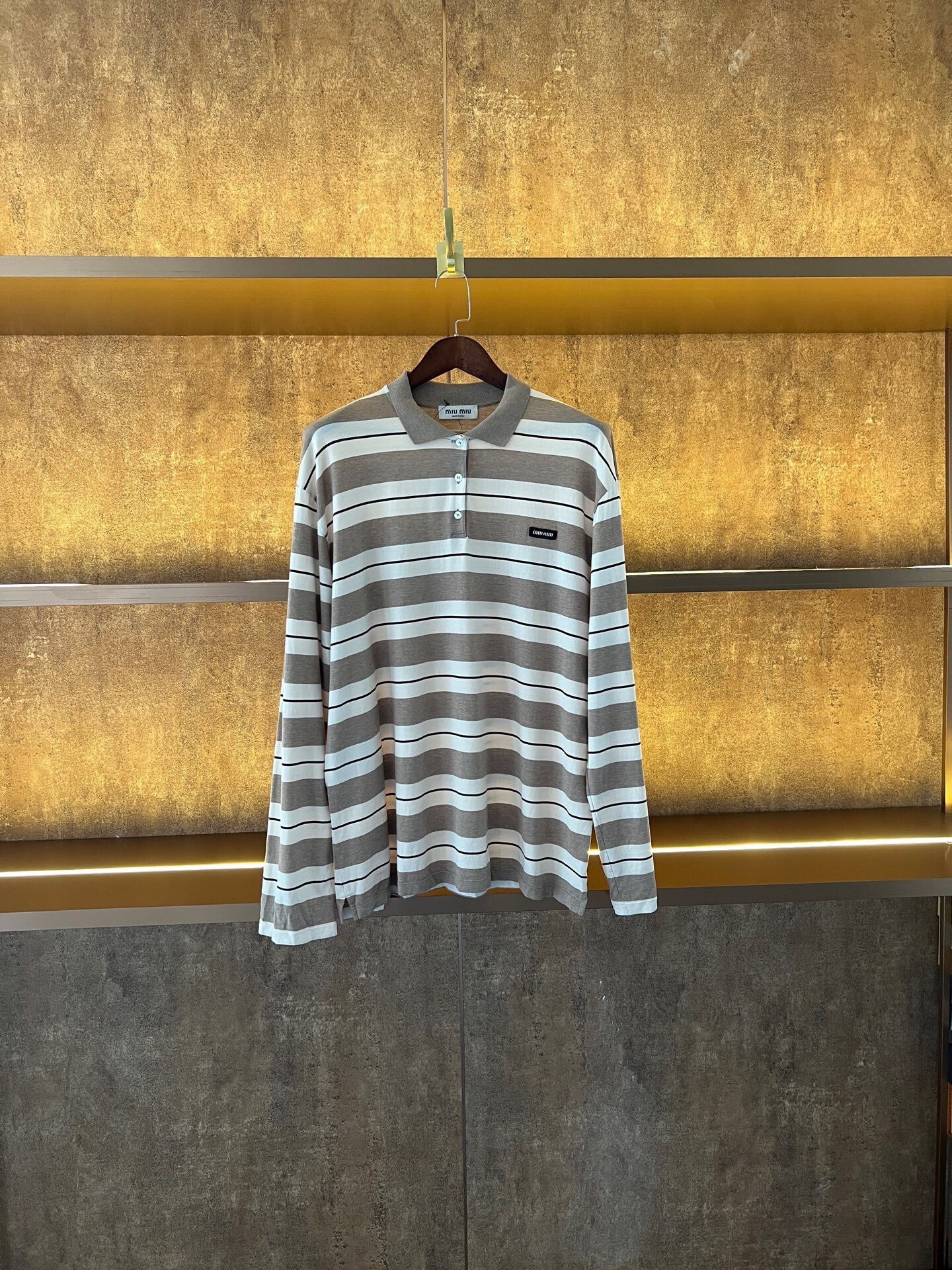 Miu Miu Miumiu Long-Sleeve Striped Polo Size L / US 10 / IT 46 - 1 Thumbnail