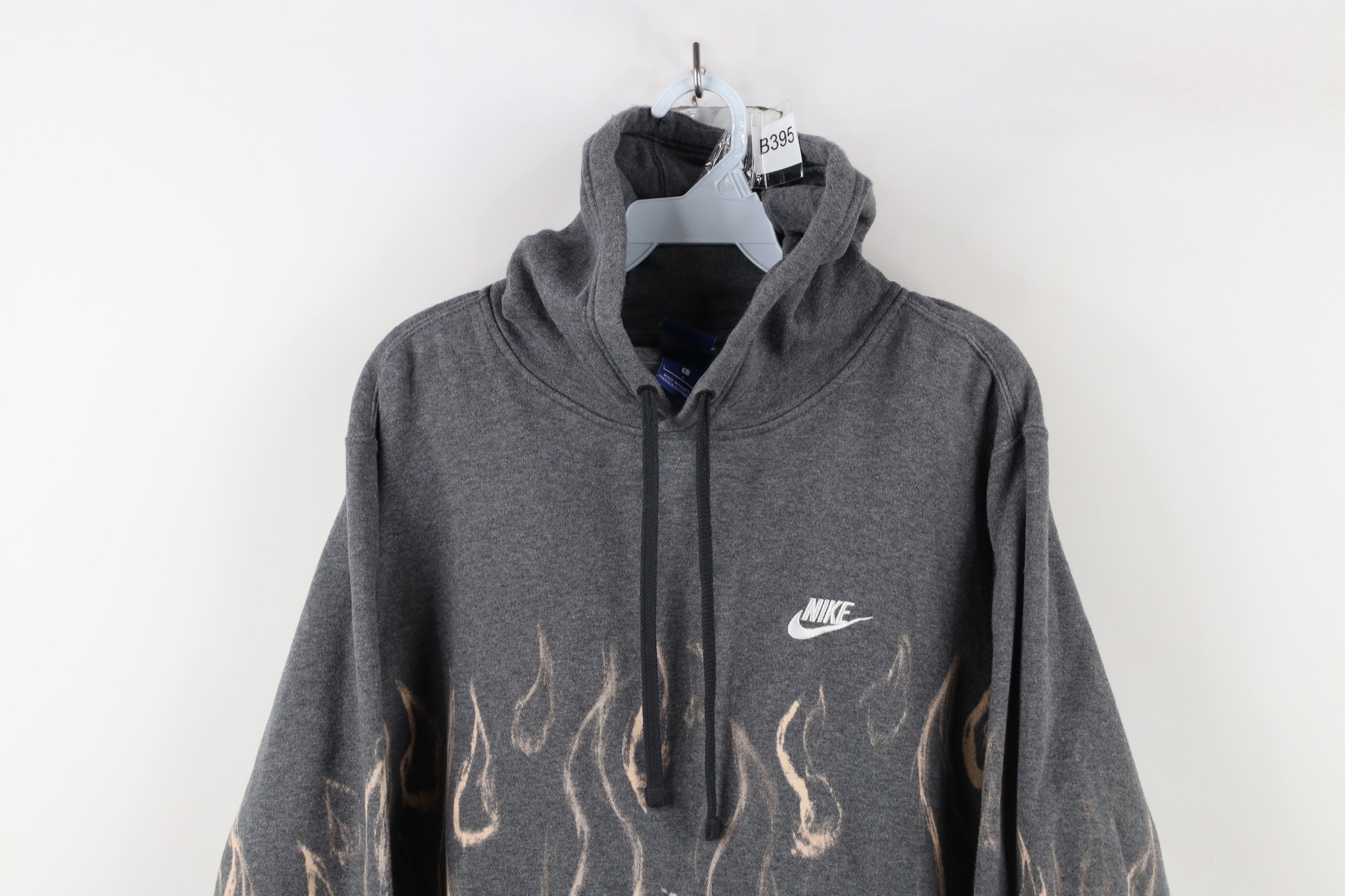 Nike × Vintage Vintage Nike Flames Travis Scott Mini Swoosh Hoodie Gray Size US M / EU 48-50 / 2 - 2 Thumbnail